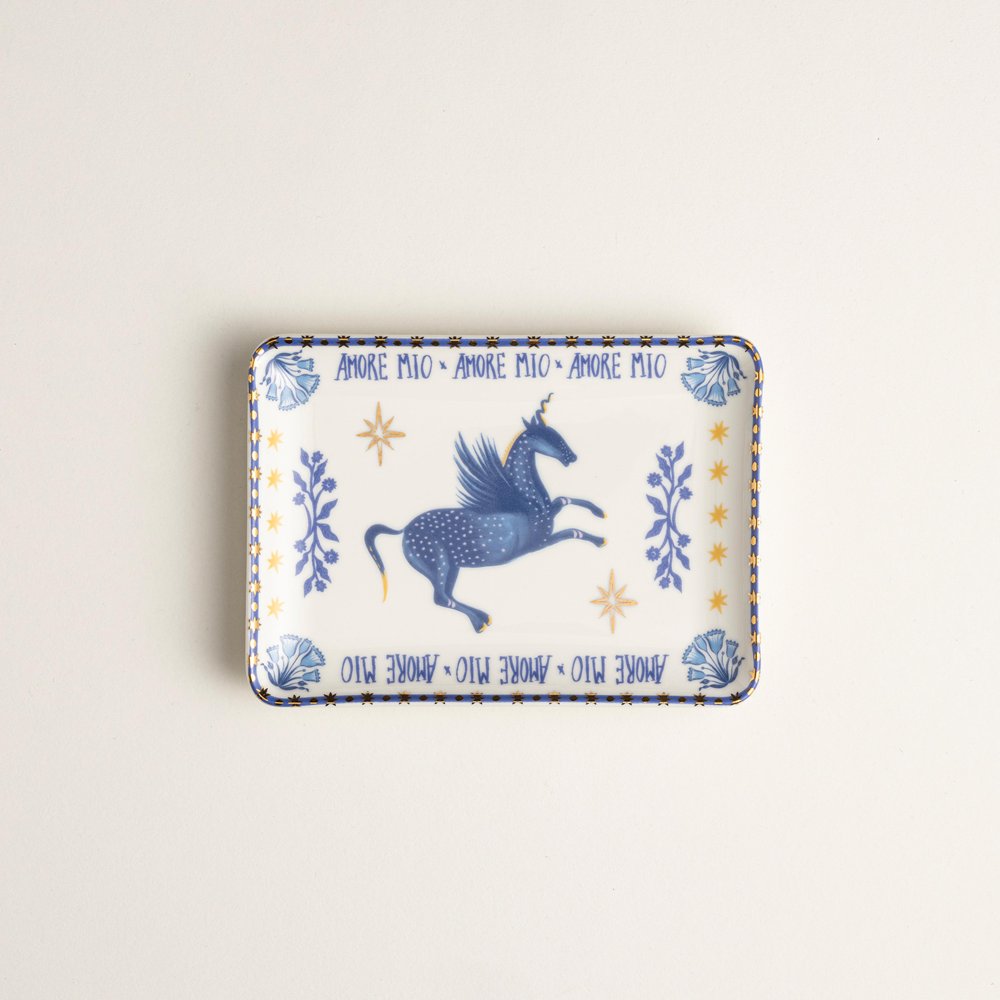 Gediz Porselen Tabak 18x13 Cm Mavi