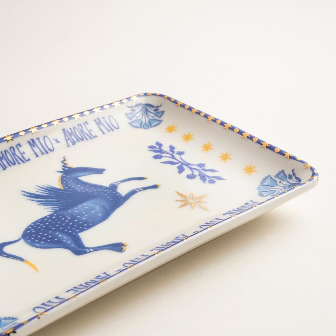 Gediz Porselen Tabak 18x13 Cm Mavi