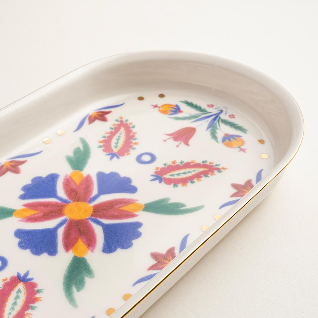 Gediz Porselen Oval Tabak 28 Cm Renkli