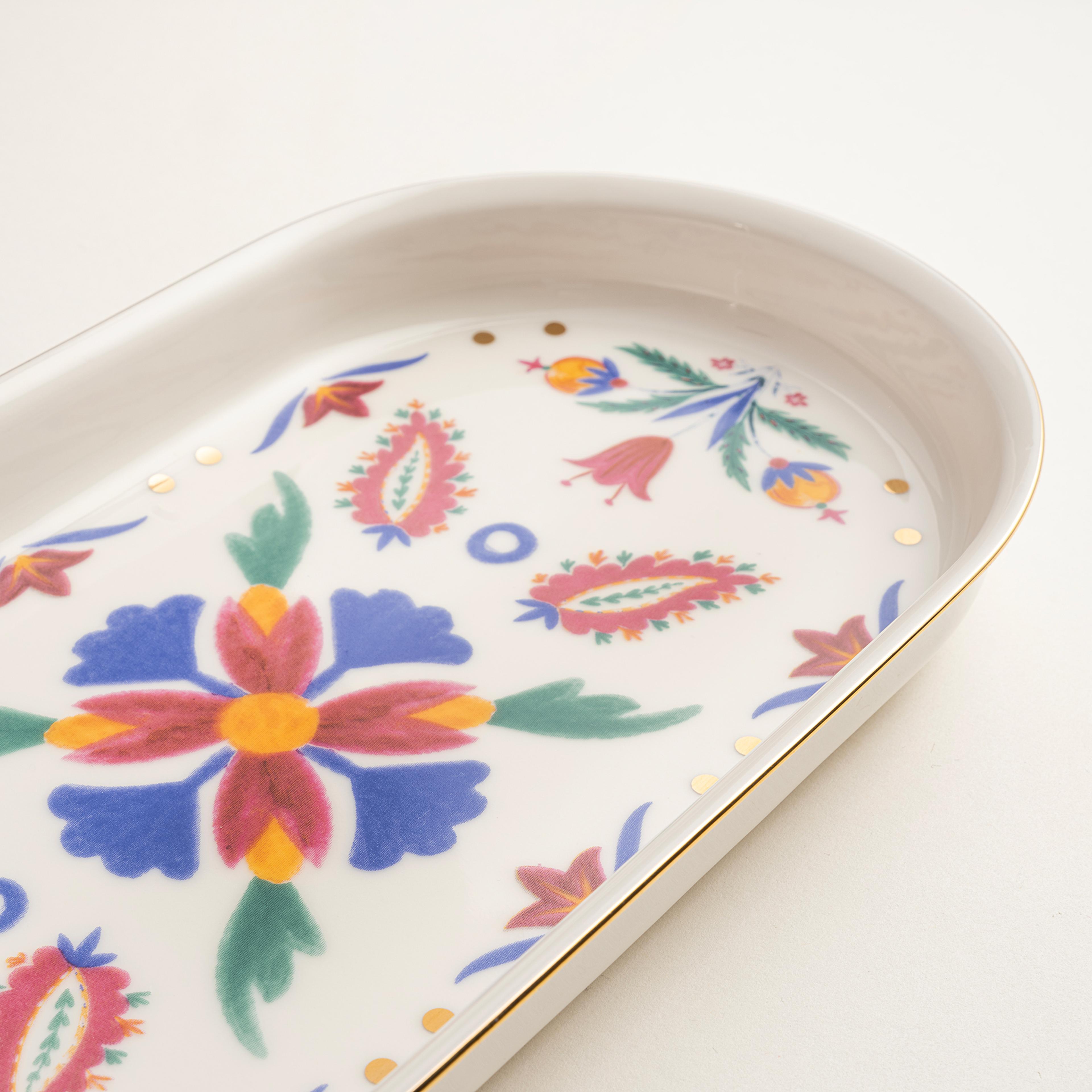 Gediz Porselen Oval Tabak 28 Cm Renkli