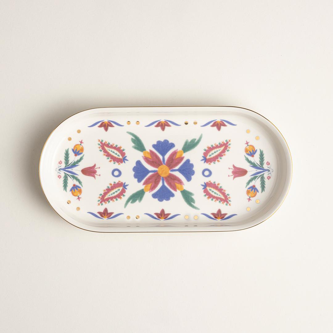 Gediz Porselen Oval Tabak 28 Cm Renkli