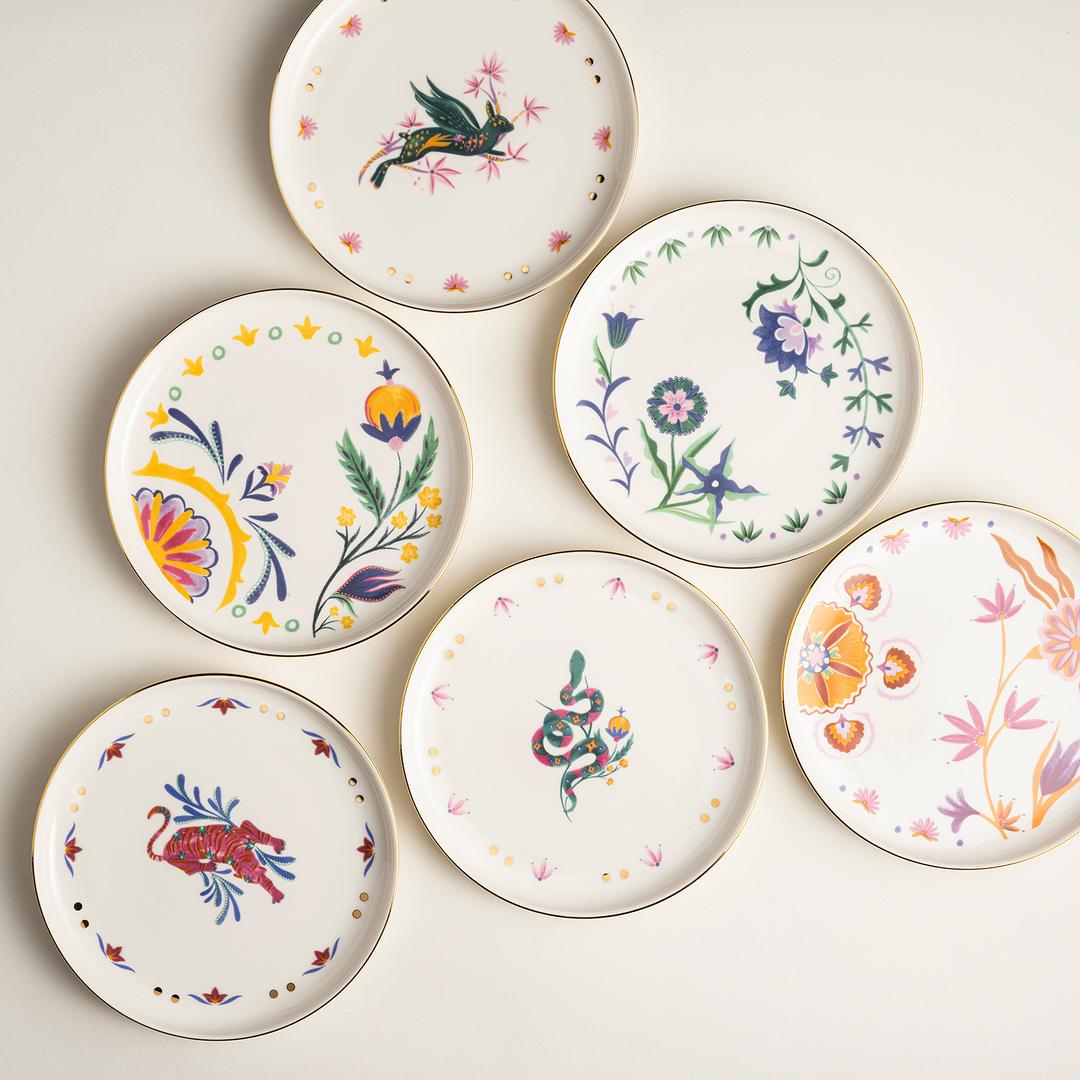 Gediz Porselen Pasta Tabağı 19 Cm Renkli