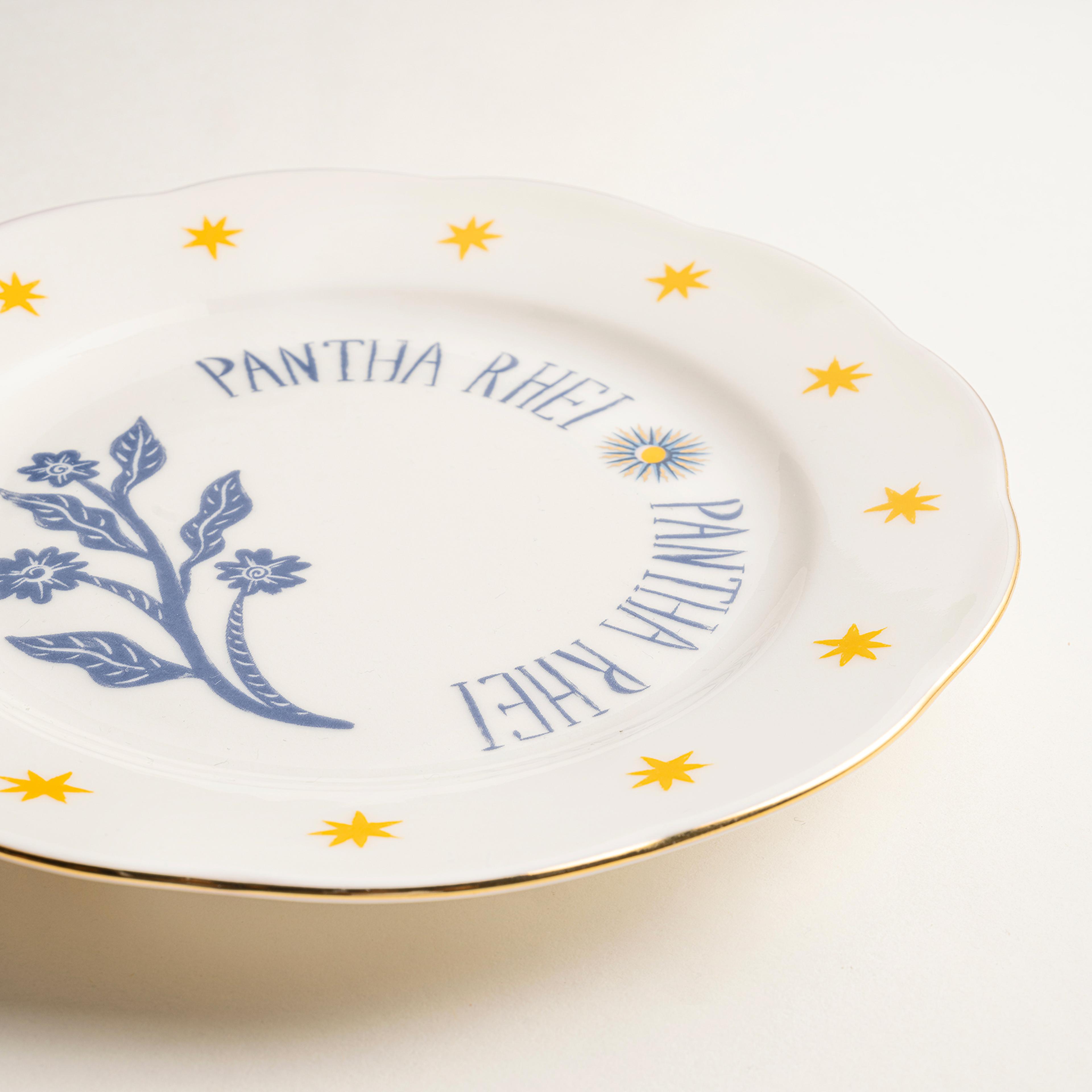 Emet Porselen Pasta Tabağı 20x20x2.4 Cm Mavi - Sarı