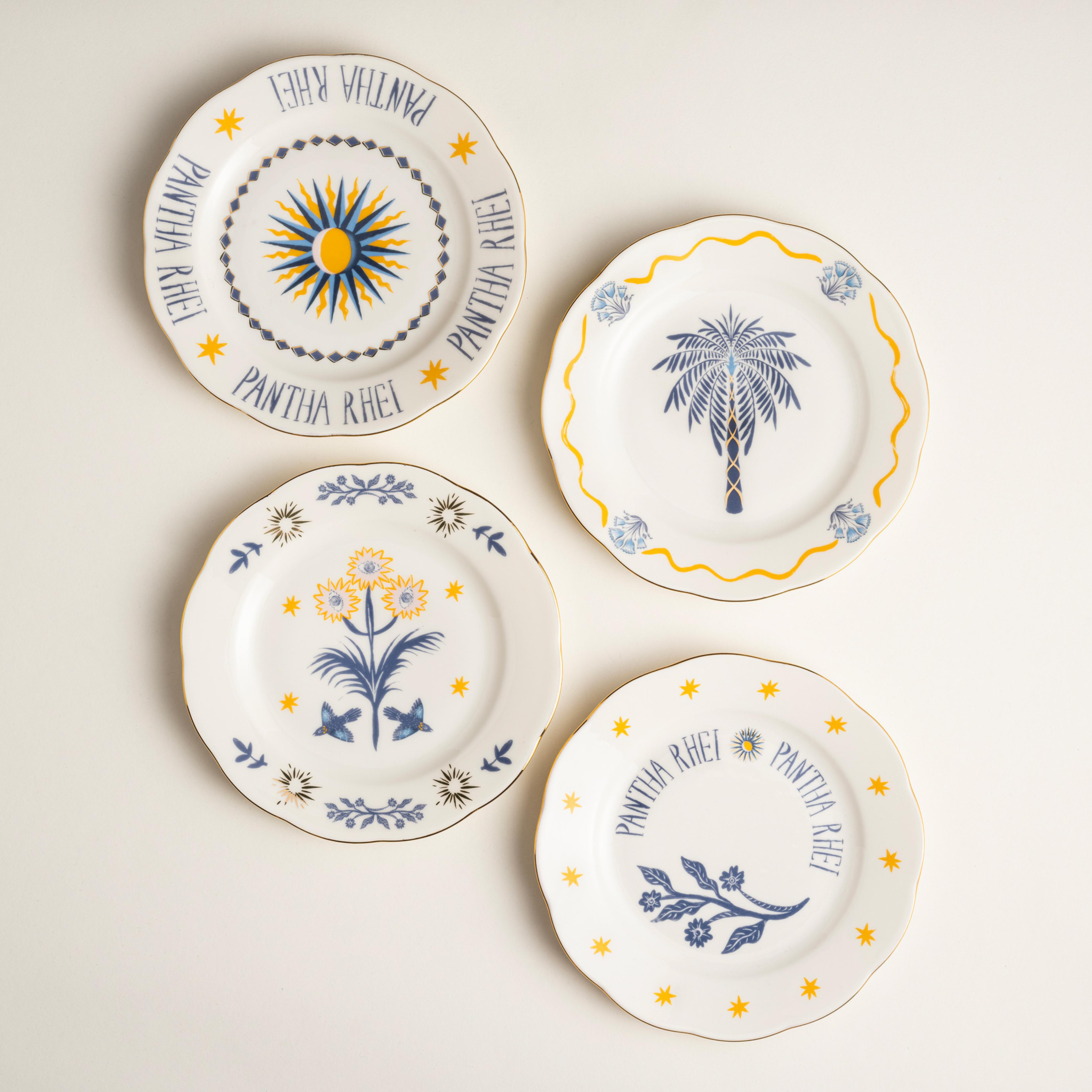 Emet Porselen Pasta Tabağı 20x20x2.4 Cm Mavi - Sarı