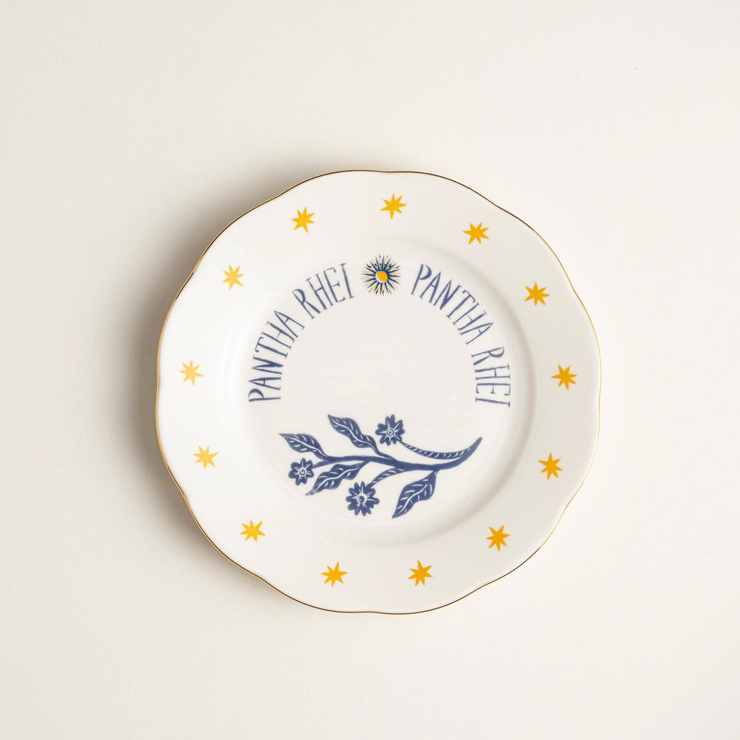 Emet Porselen Pasta Tabağı 20x20x2.4 Cm Mavi - Sarı