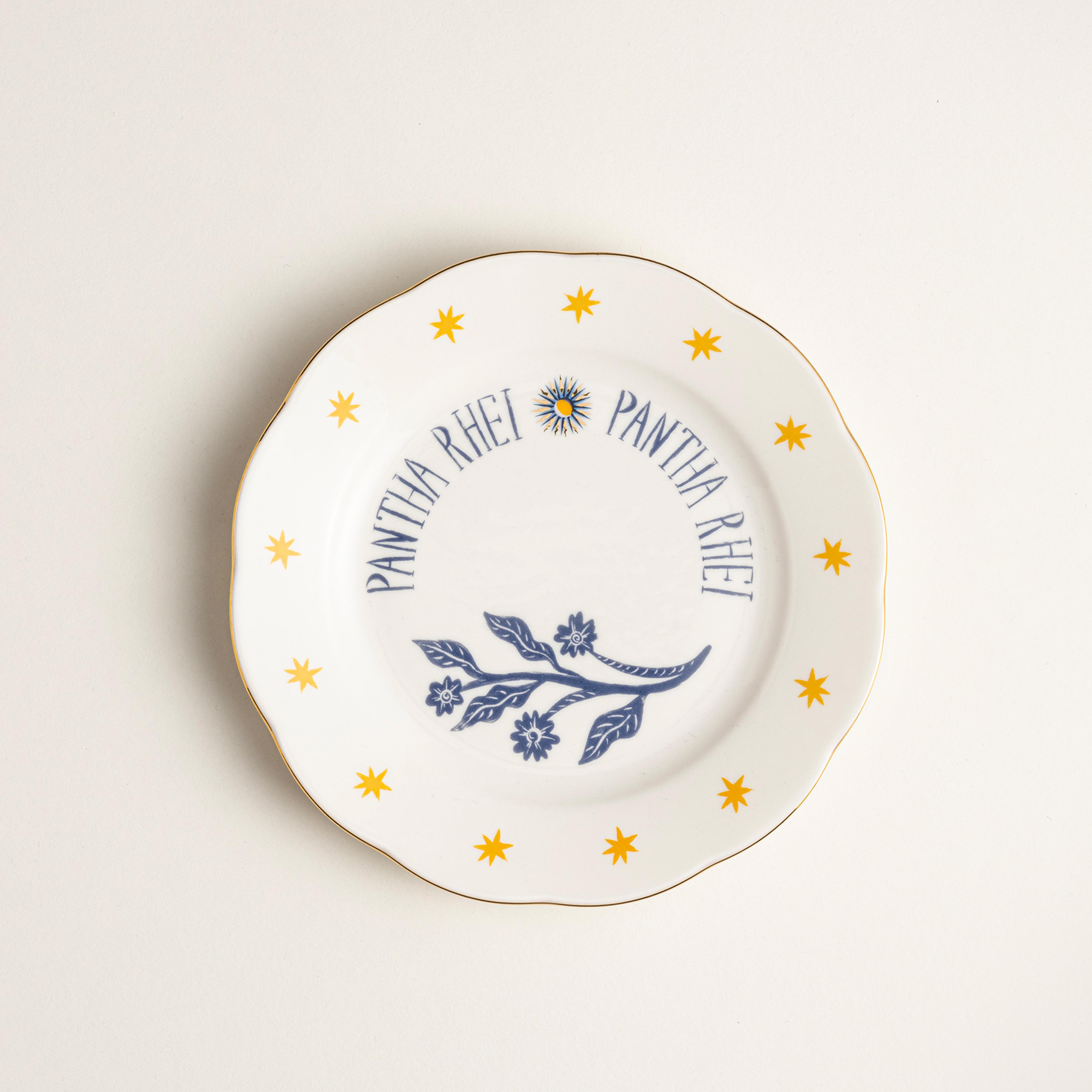 Emet Porselen Pasta Tabağı 20x20x2.4 Cm Mavi - Sarı