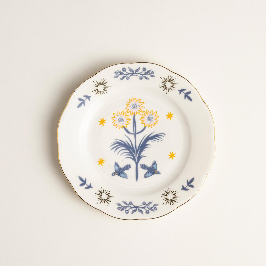 Emet Porselen Pasta Tabağı 20x20x2.4 Cm Mavi - Pembe