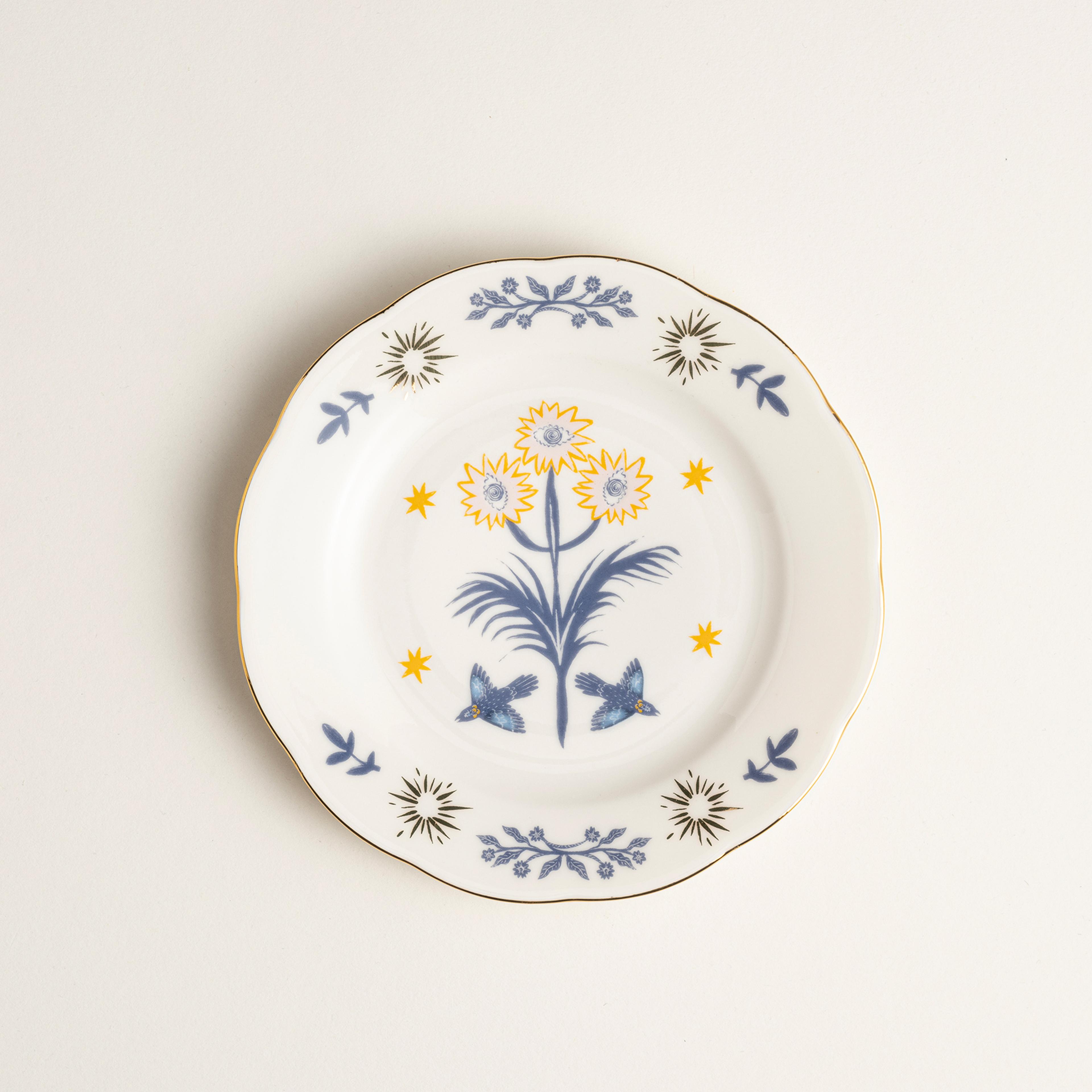 Emet Porselen Pasta Tabağı 20x20x2.4 Cm Mavi - Pembe