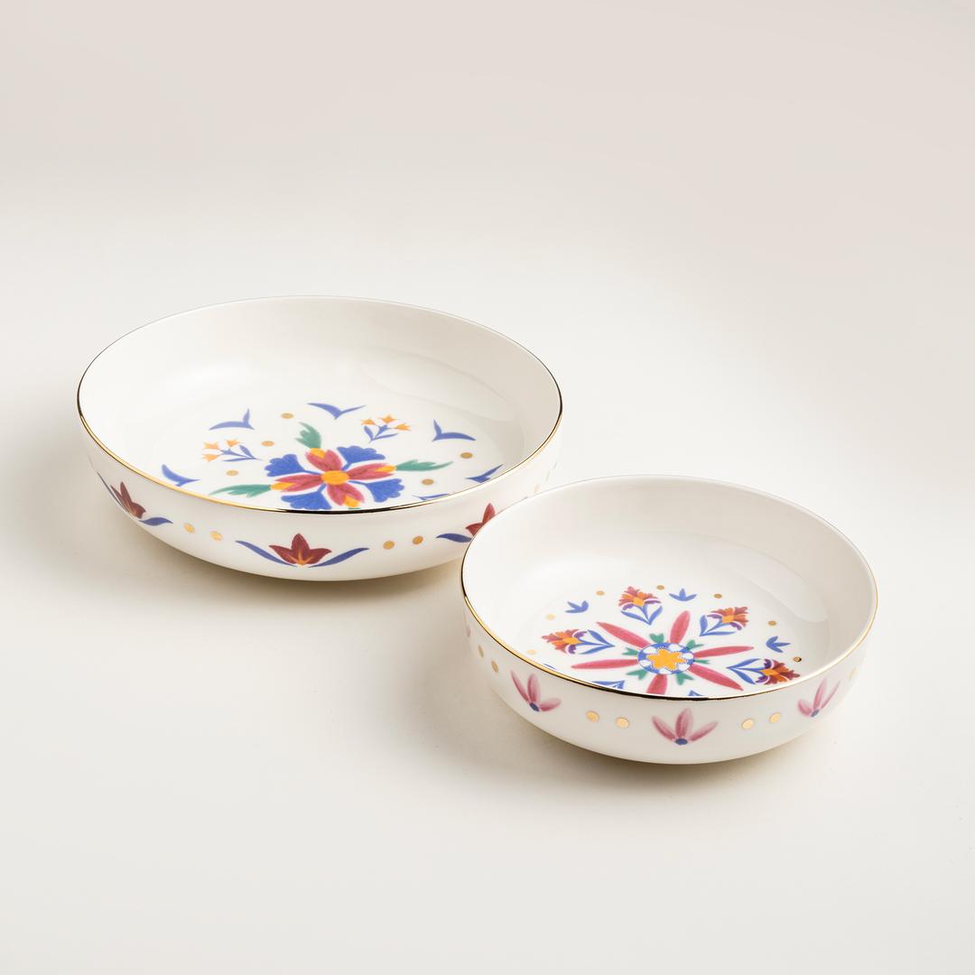 Gediz Porselen Çukur Tabak 19 Cm Renkli