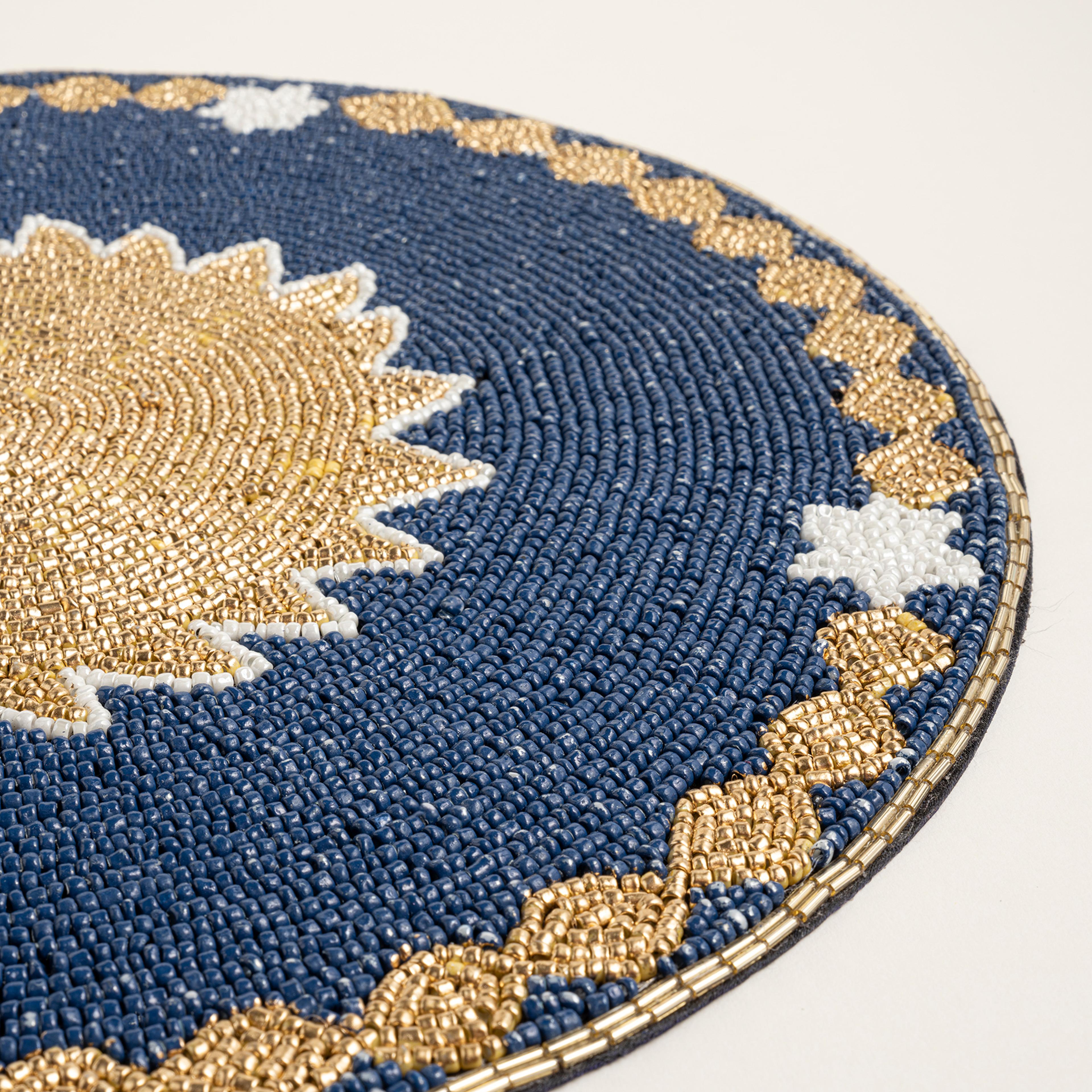 Khanpur Cam Boncuk Amerikan Servis 36 Cm Mavi -altın