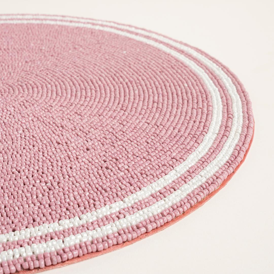 Khanpur Cam Boncuk Amerikan Servis 36 Cm Pembe - Beyaz