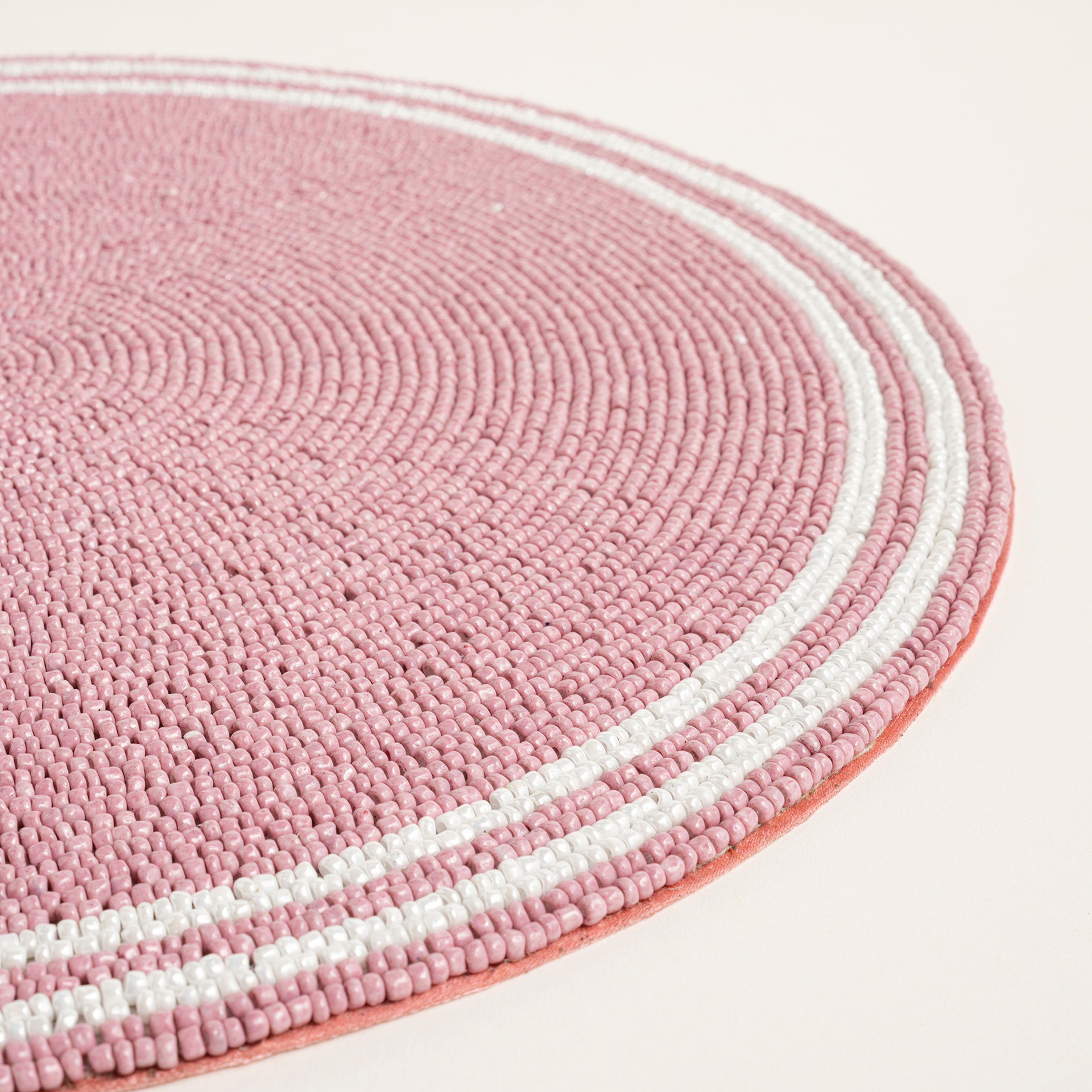 Khanpur Cam Boncuk Amerikan Servis 36 Cm Pembe - Beyaz