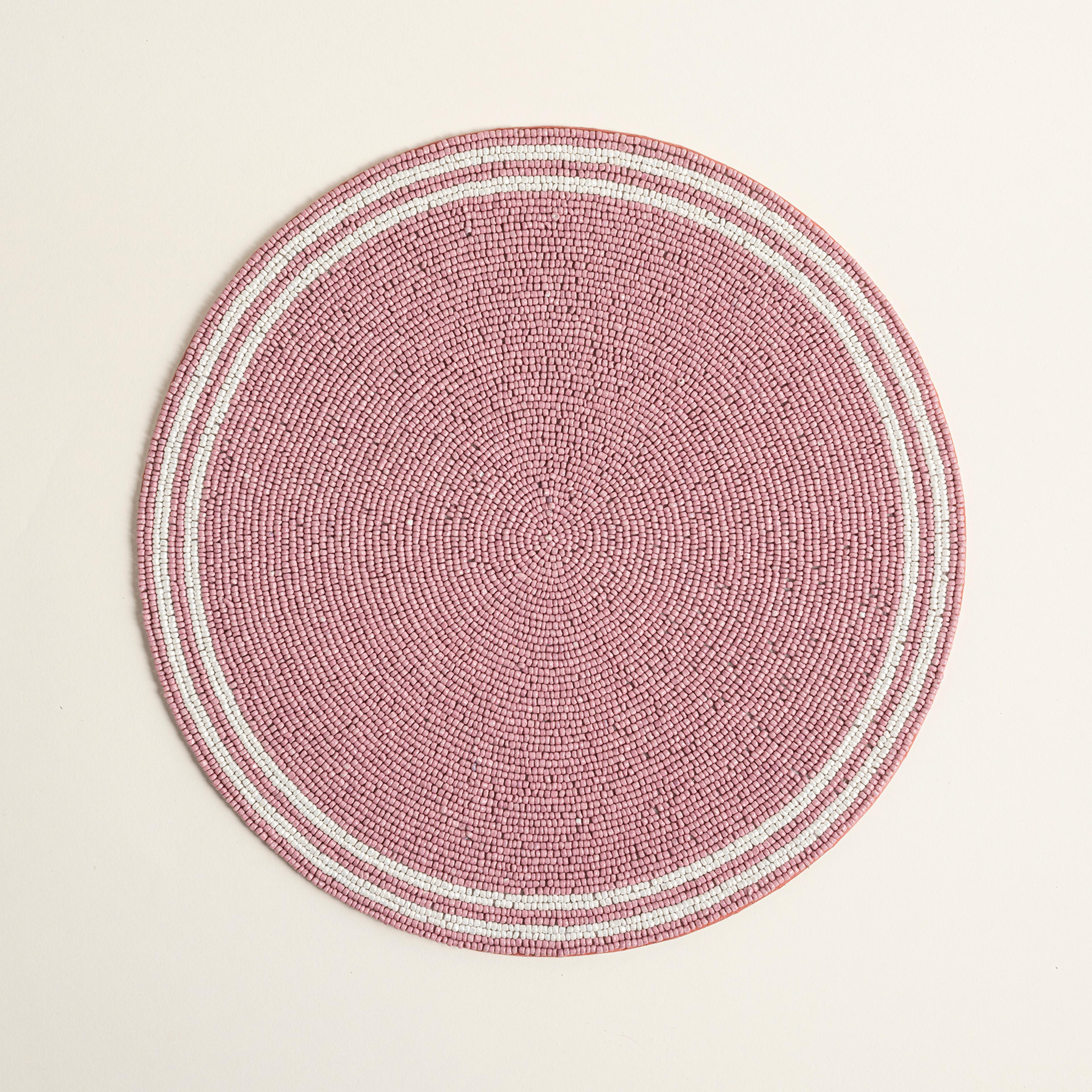 Khanpur Cam Boncuk Amerikan Servis 36 Cm Pembe - Beyaz