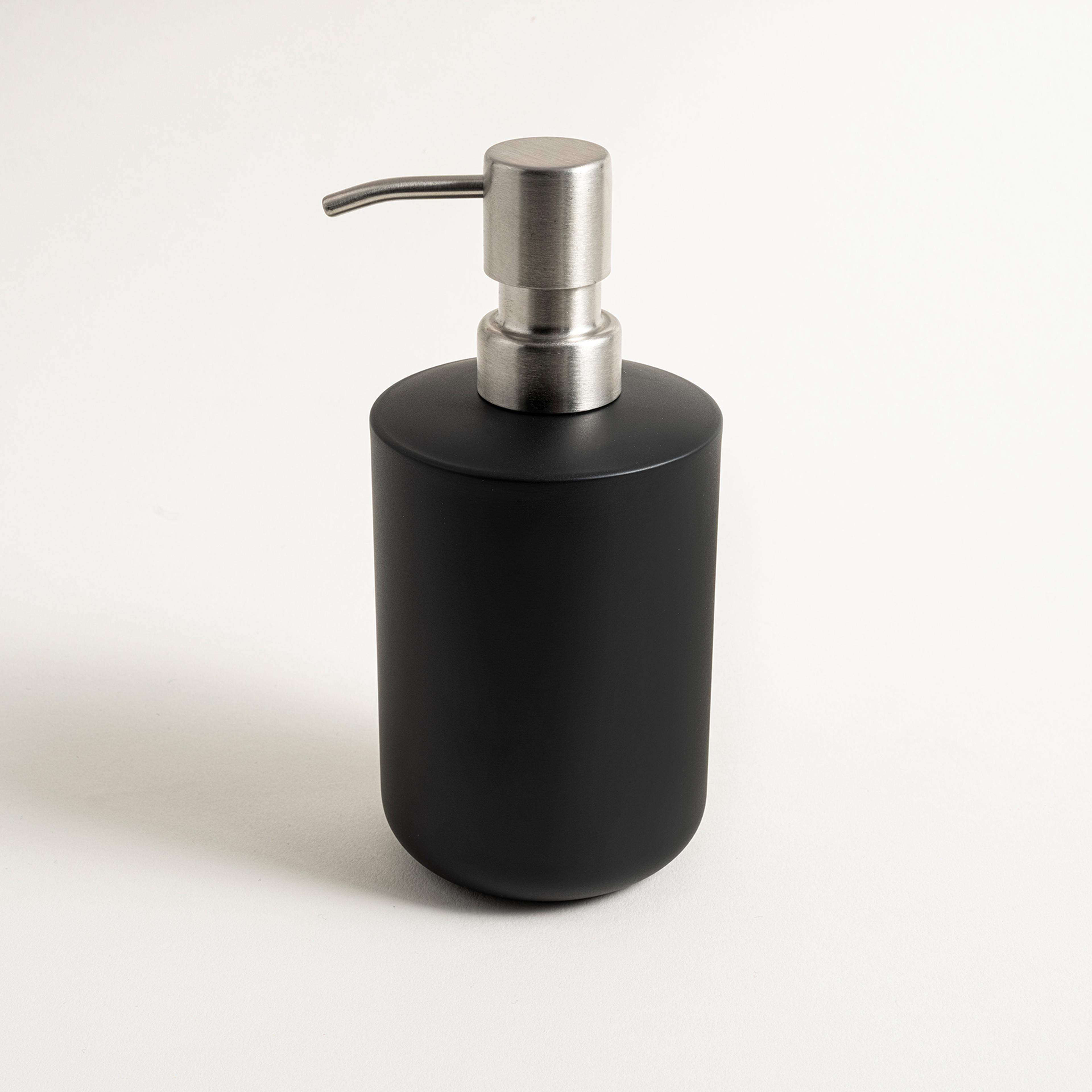 Wuyı Paslanmaz Çelik Sıvı Sabunluk 7.7x7x7x16.5 Cm Mat Siyah