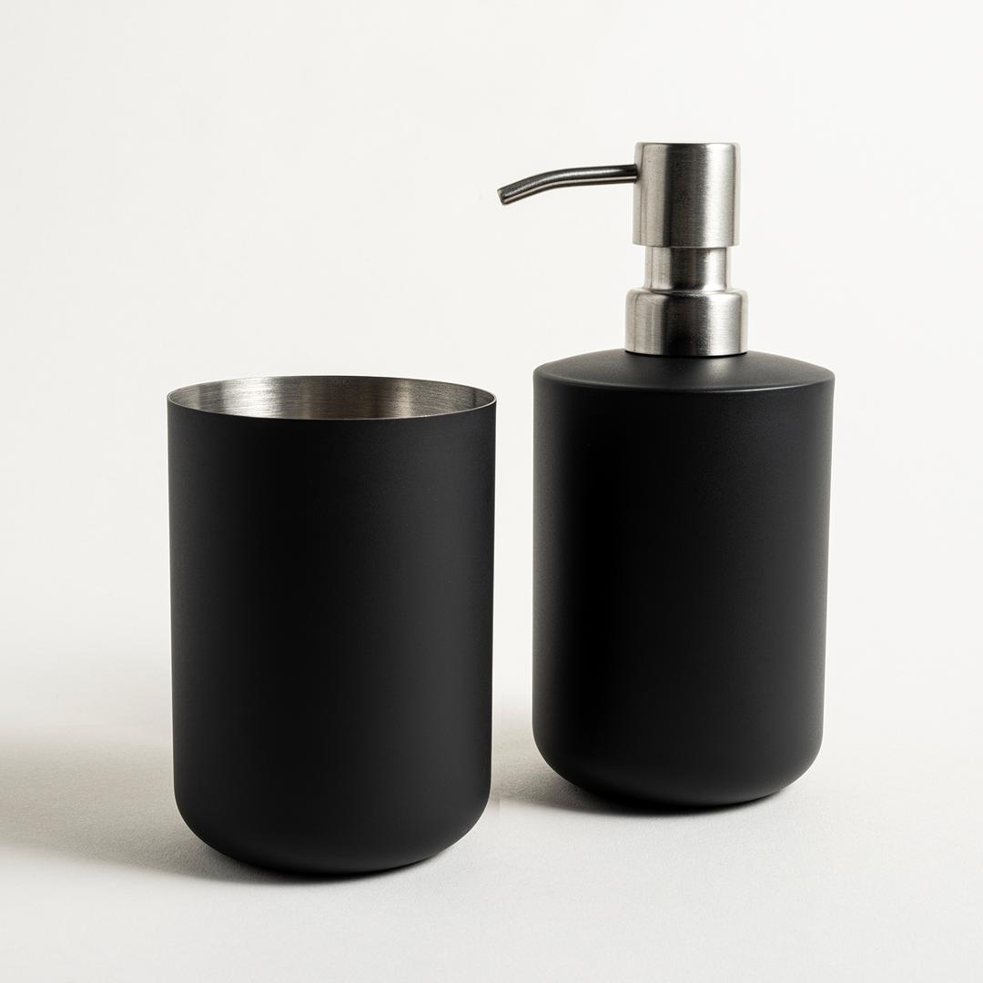 Wuyı Paslanmaz Çelik Diş Fırçalık 7.7x7.7x10.8 Cm Mat Siyah