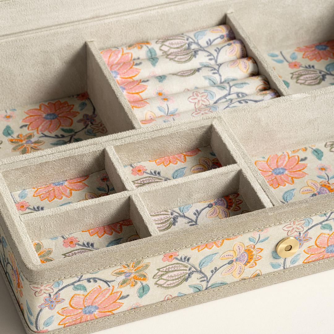 Noıda Baskılı Pamuk Dekoratif Kutu 32.80x21.60 Cm Yeşil