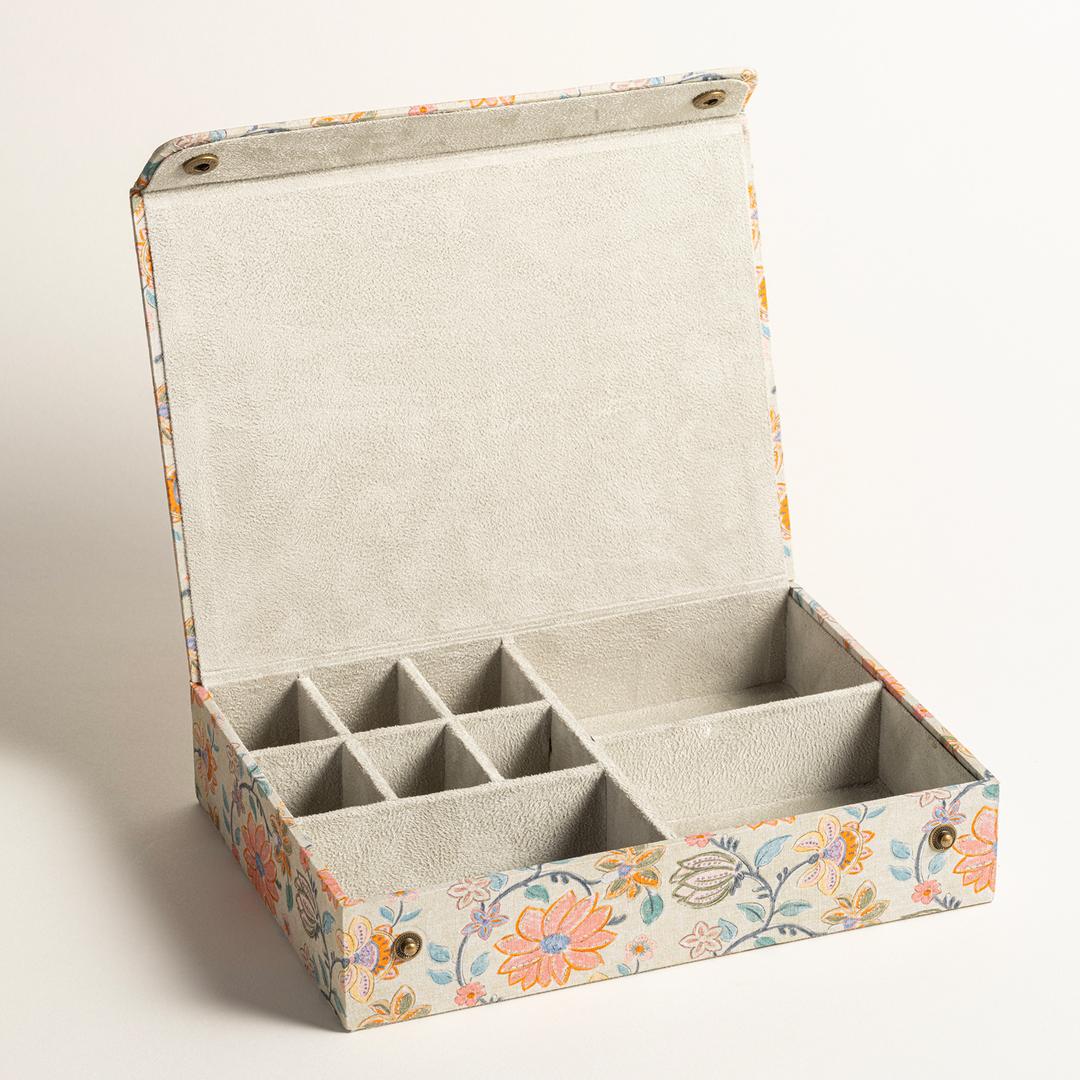 Noıda Baskılı Pamuk Dekoratif Kutu 22.20x16.80 Cm Yeşil