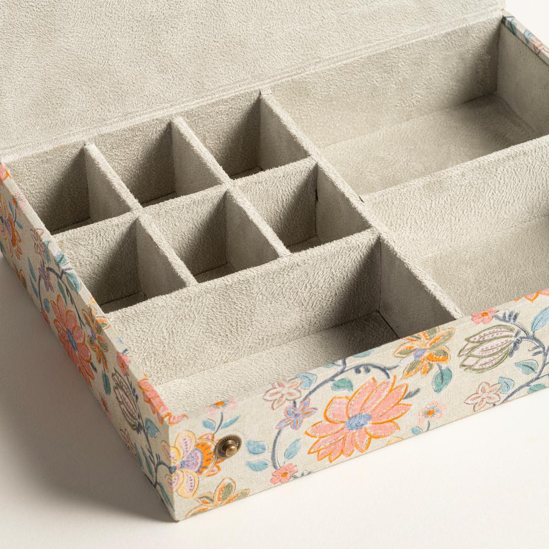 Noıda Baskılı Pamuk Dekoratif Kutu 22.20x16.80 Cm Yeşil