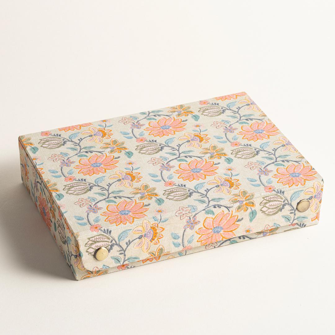 Noıda Baskılı Pamuk Dekoratif Kutu 22.20x16.80 Cm Yeşil