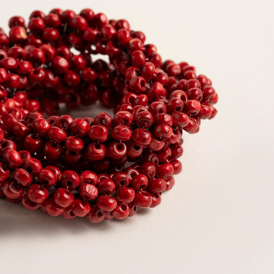 Khanpur Ahşap Boncuk Peçete Halkası 8 Cm Turuncu