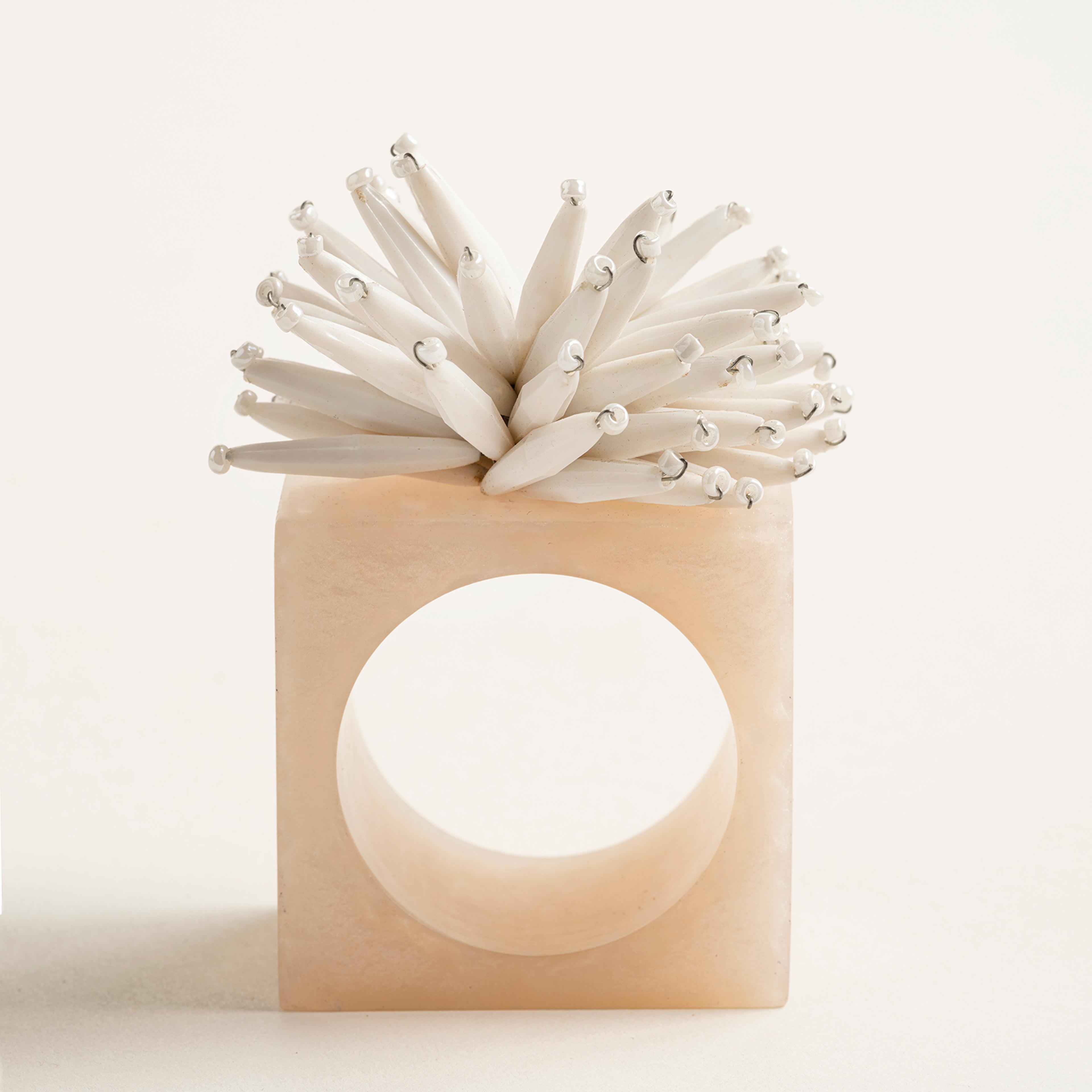 Khanpur Reçine - Akrilik Peçete Halkası 5x2.25x8 Cm Beyaz