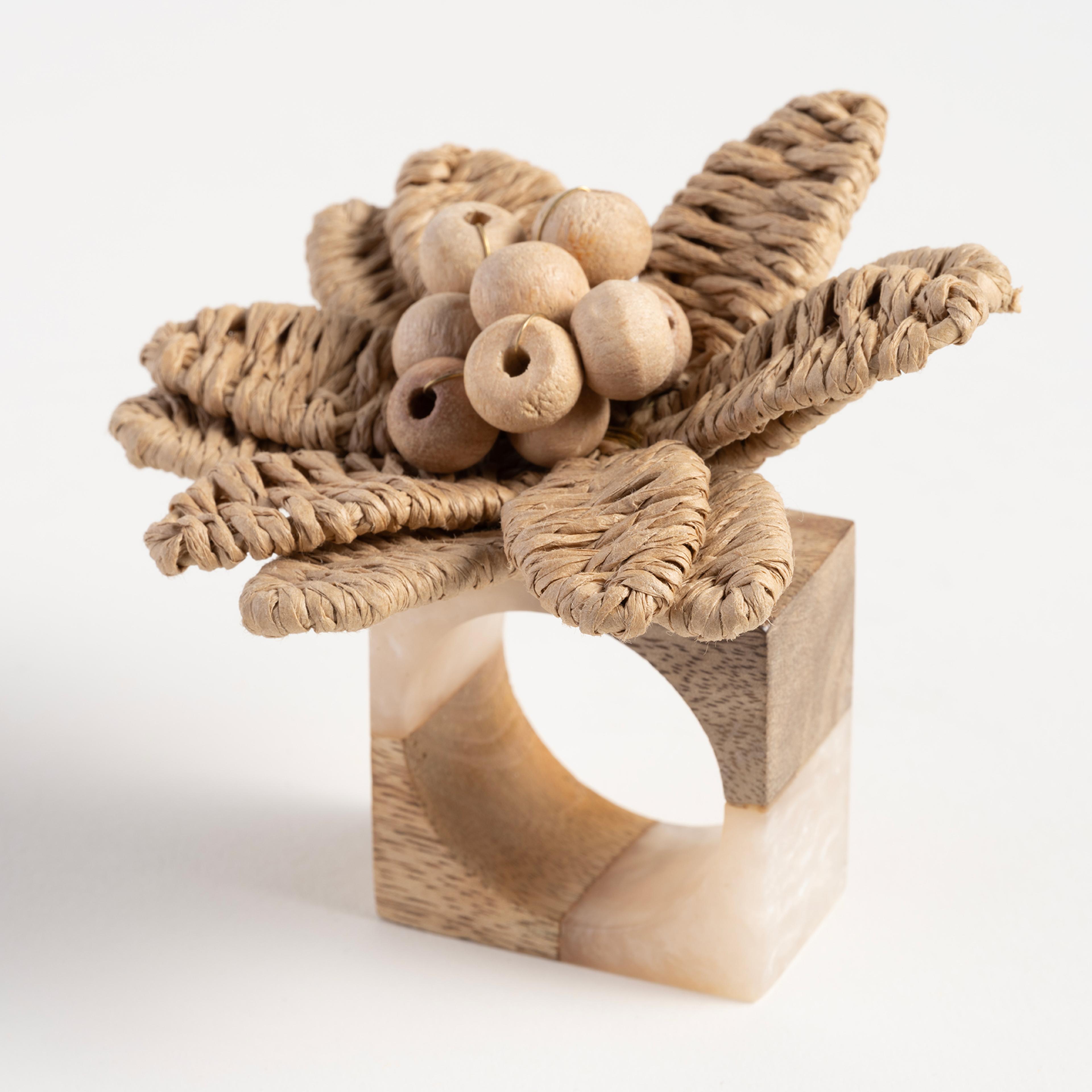 Khanpur Rafya - Ağaç Peçete Halkası 10x10x8 Cm Natural