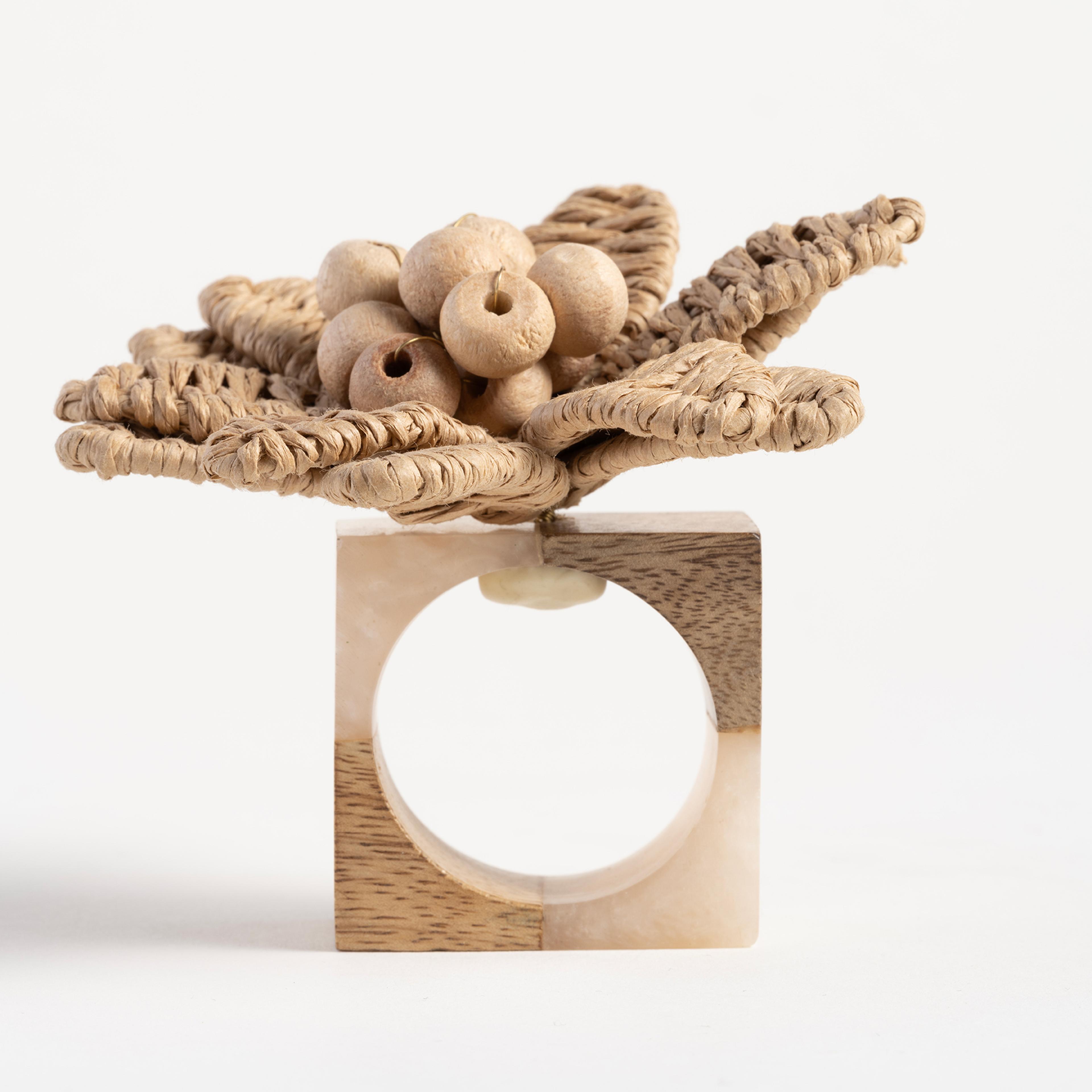 Khanpur Rafya - Ağaç Peçete Halkası 10x10x8 Cm Natural