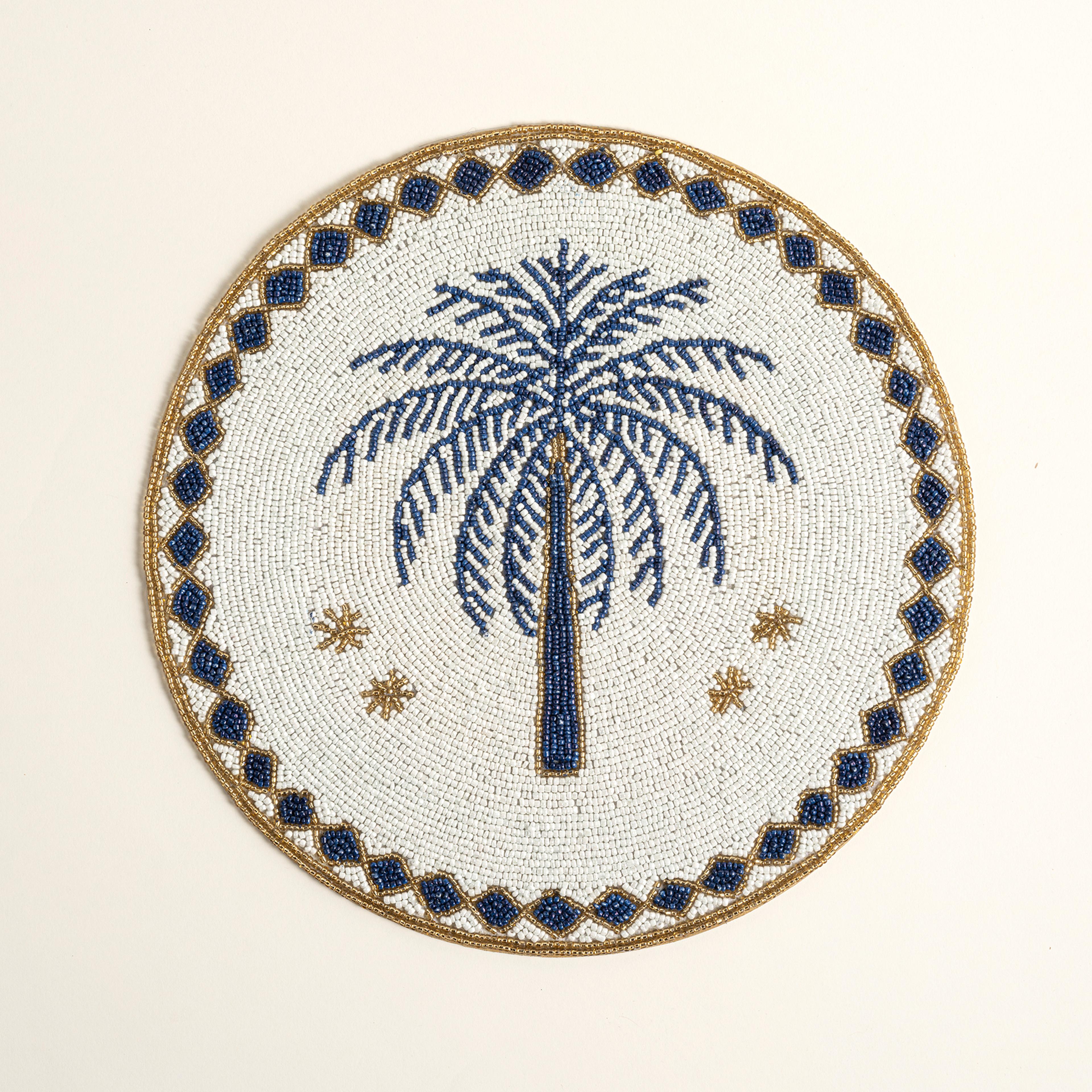 Khanpur Cam Boncuk Amerikan Servis 36 Cm Mavi-beyaz