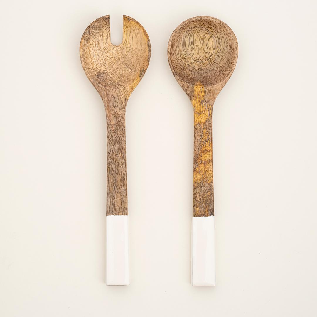 Lakrı Mango Ağacı Salata Kaşık Seti 30x7.5x1.5 Cm Natural