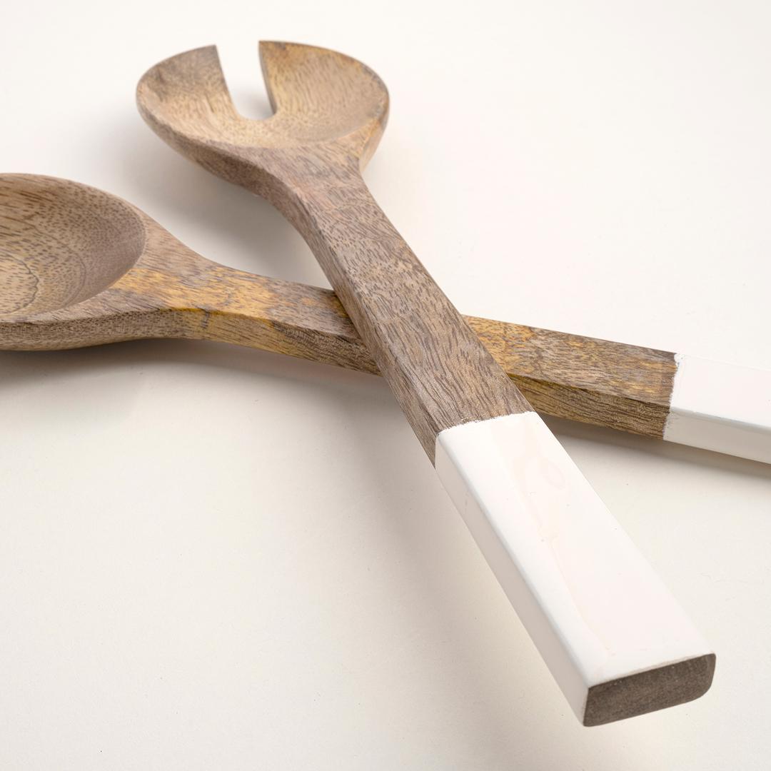 Lakrı Mango Ağacı Salata Kaşık Seti 30x7.5x1.5 Cm Natural