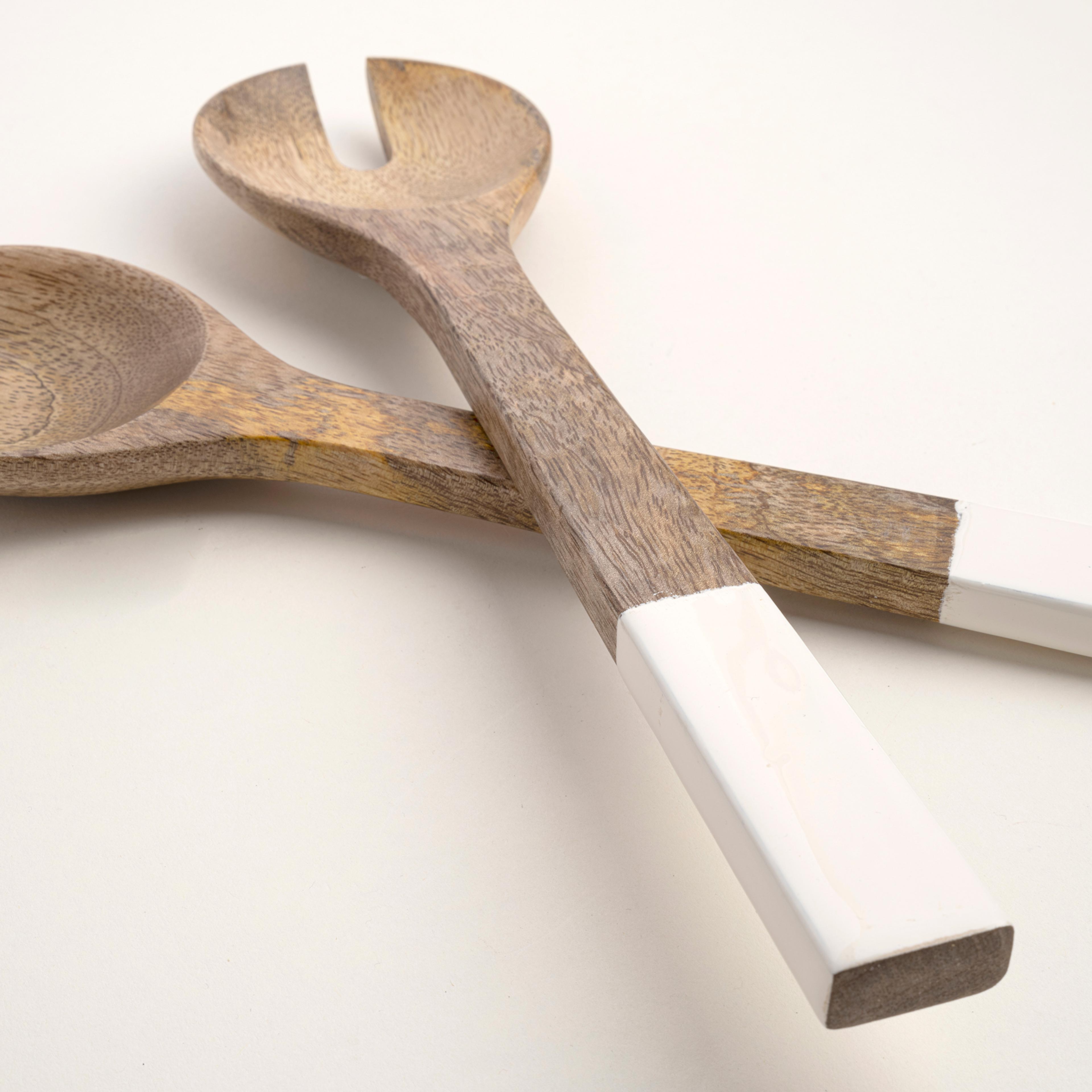 Lakrı Mango Ağacı Salata Kaşık Seti 30x7.5x1.5 Cm Natural