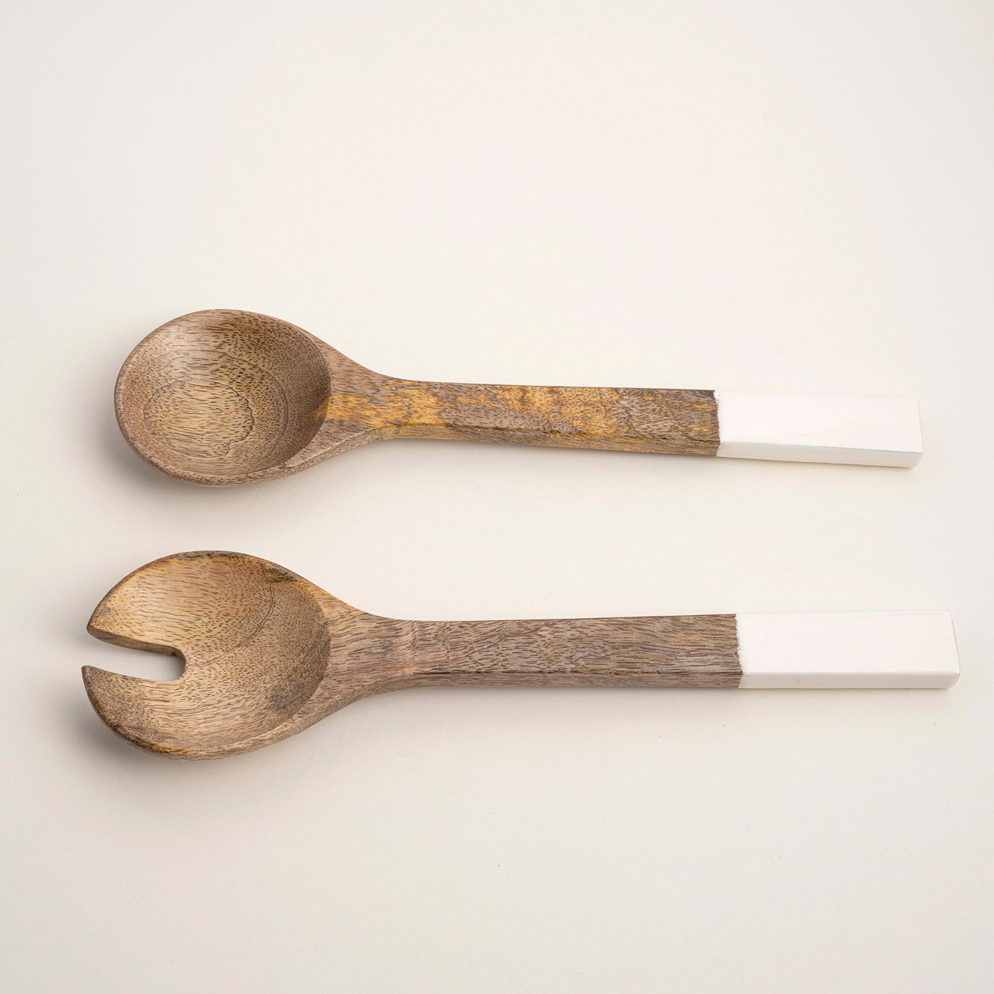 Lakrı Mango Ağacı Salata Kaşık Seti 30x7.5x1.5 Cm Natural