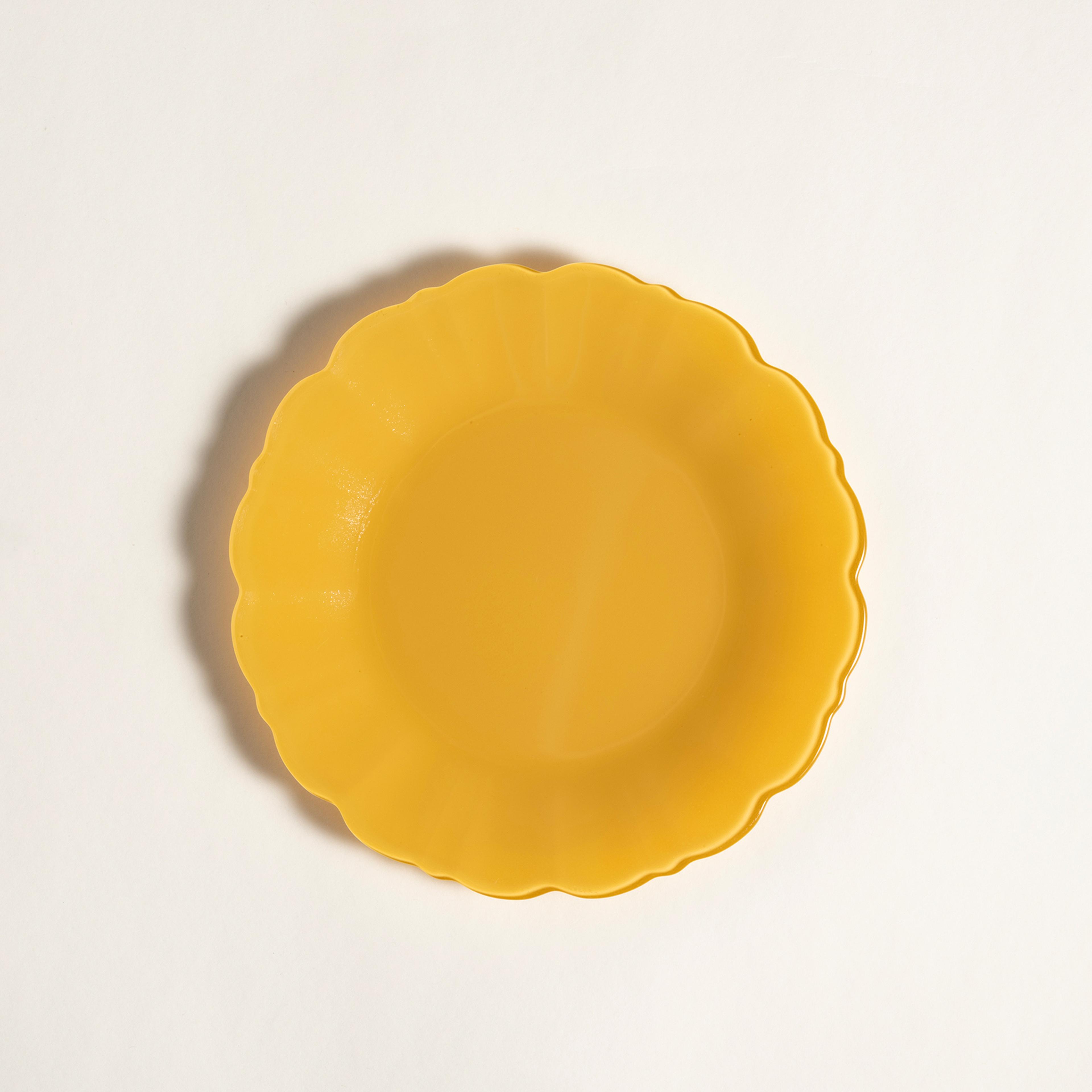 Balat Cam Pasta Tabağı 21x21x2 Cm Sarı