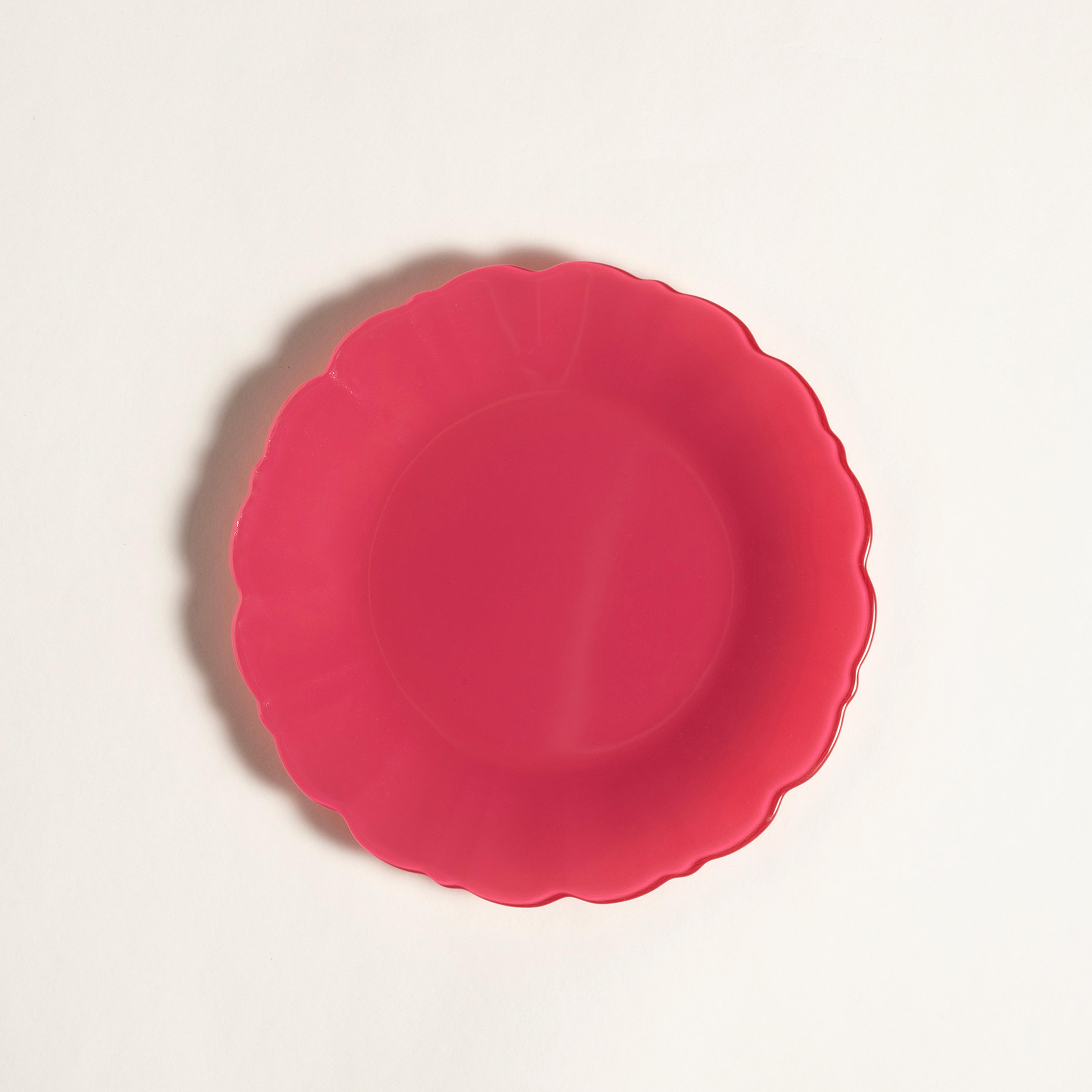 Balat Cam Pasta Tabağı 21x21x2 Cm Fuşya