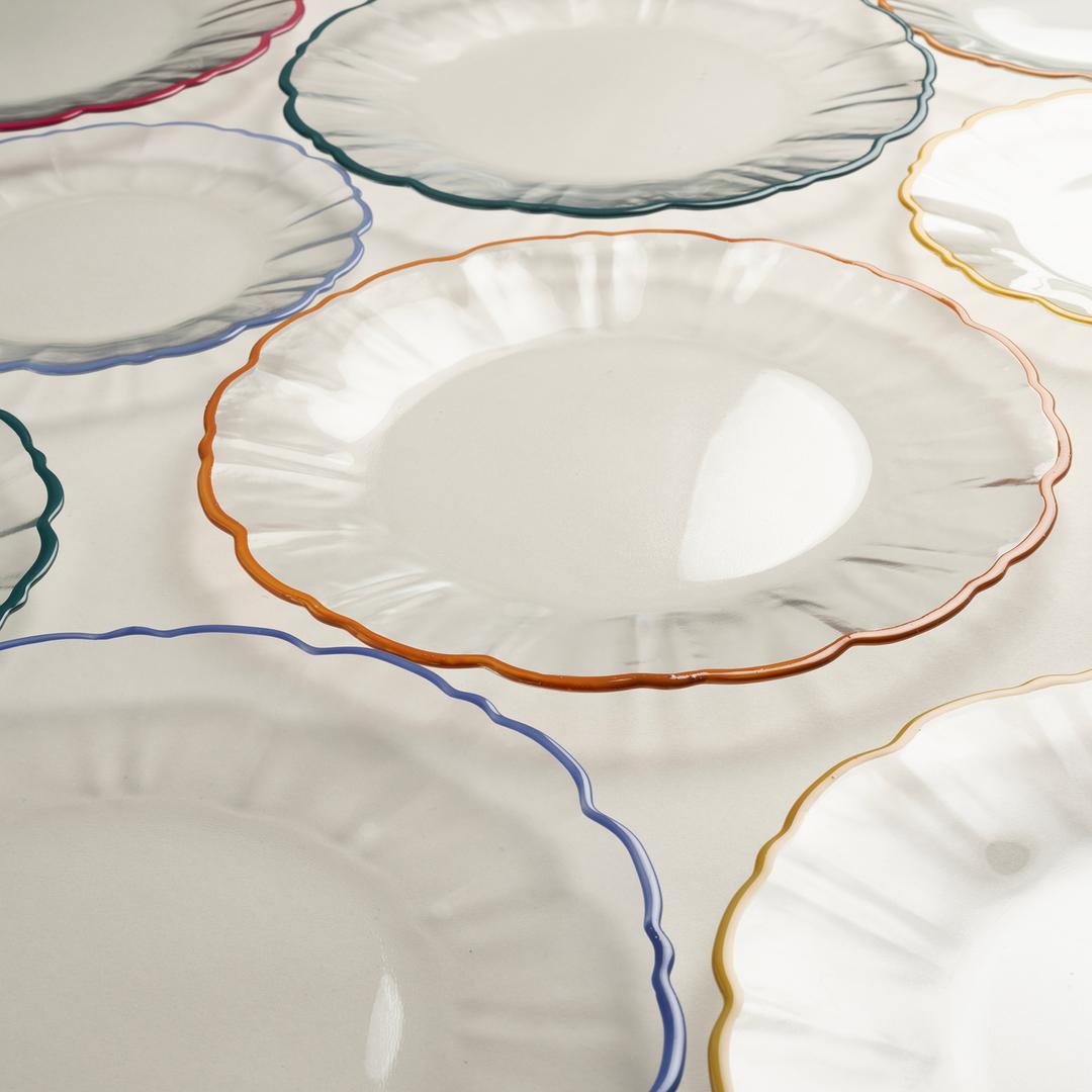 Balat Cam Servis Tabağı 28x28x2,2 Cm Şeffaf - Yeşil