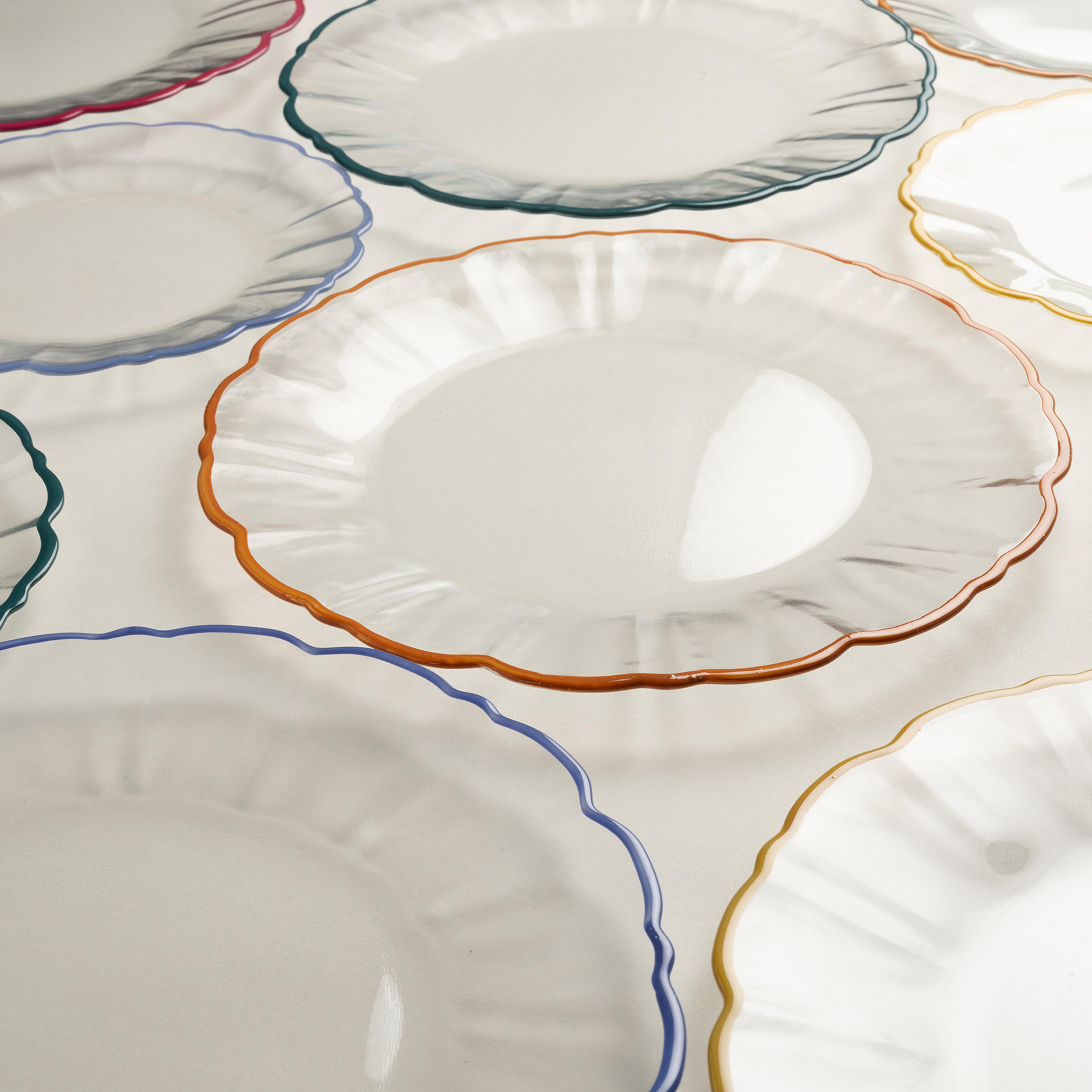 Balat Cam Servis Tabağı 28x28x2,2 Cm Şeffaf - Yeşil