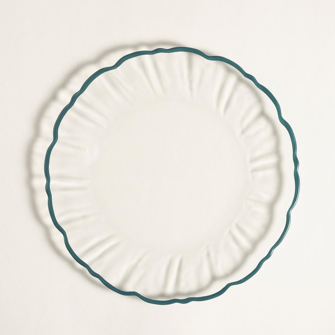 Balat Cam Servis Tabağı 28x28x2,2 Cm Şeffaf - Yeşil