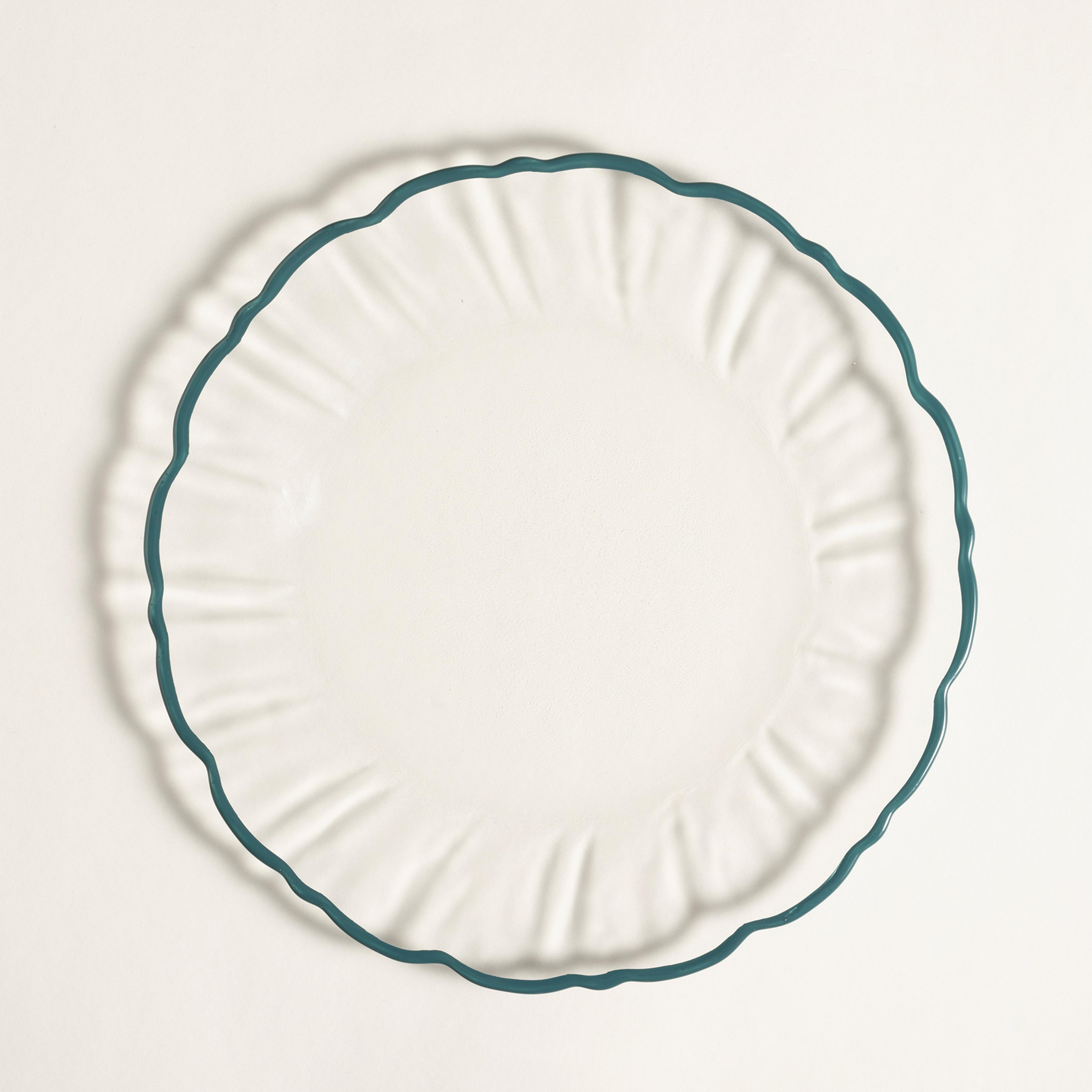 Balat Cam Servis Tabağı 28x28x2,2 Cm Şeffaf - Yeşil