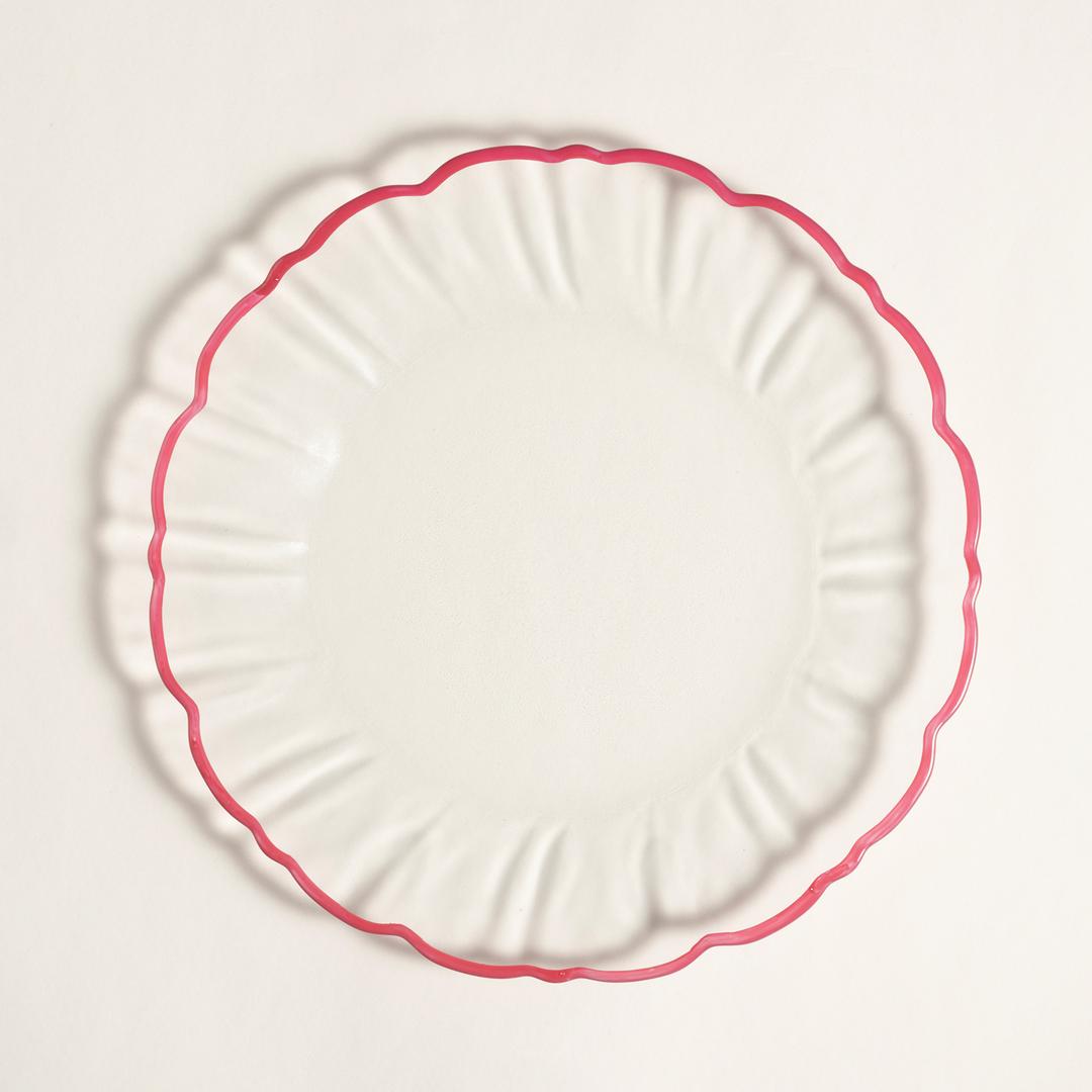 Balat Cam Servis Tabağı 28x28x2,2 Cm Şeffaf - Fuşya