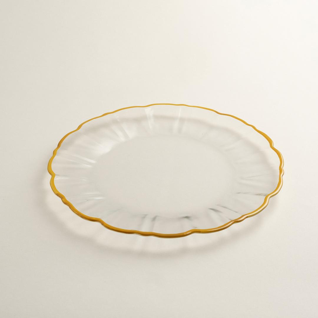 Balat Cam Servis Tabağı 28x28x2,2 Cm Şeffaf - Sarı