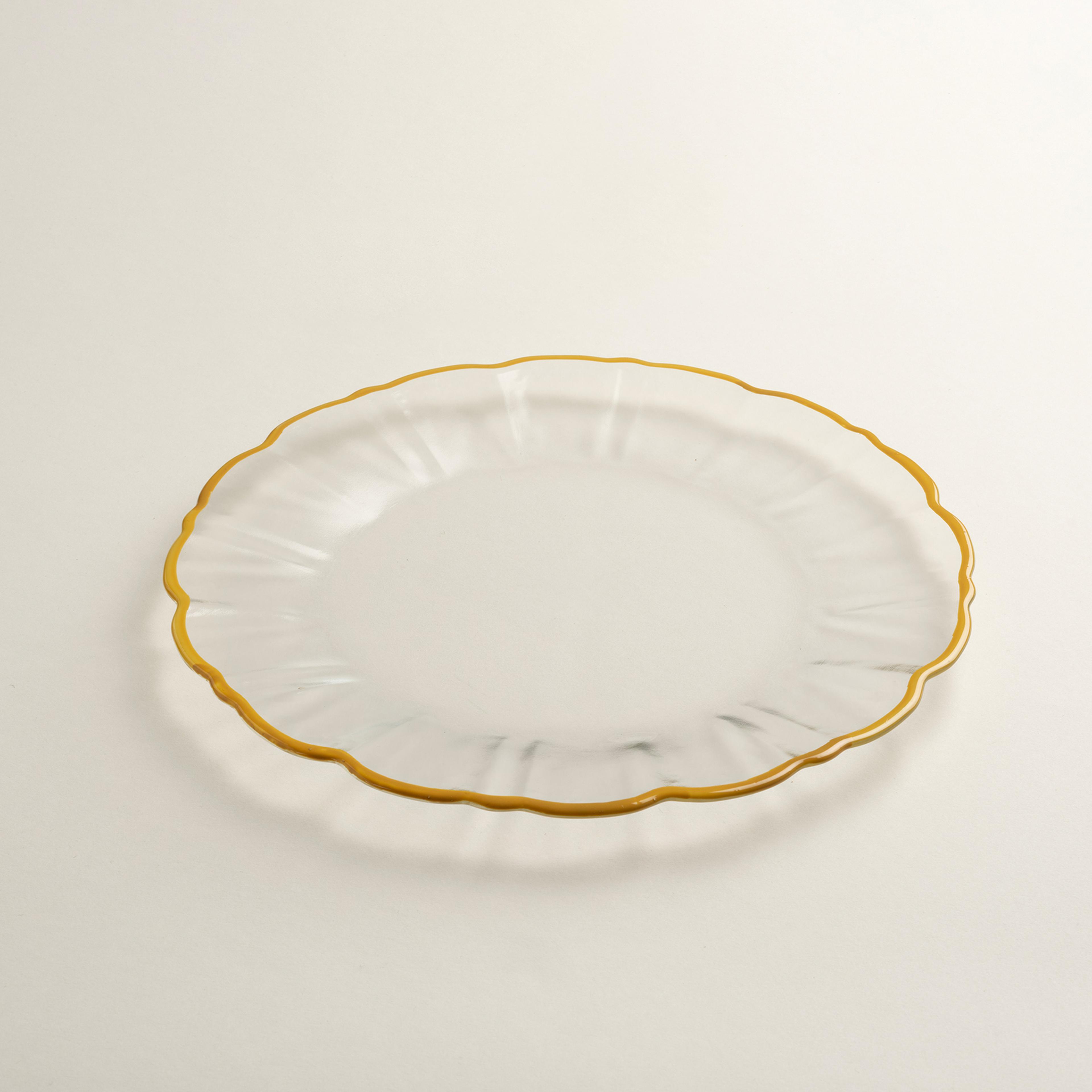 Balat Cam Servis Tabağı 28x28x2,2 Cm Şeffaf - Sarı