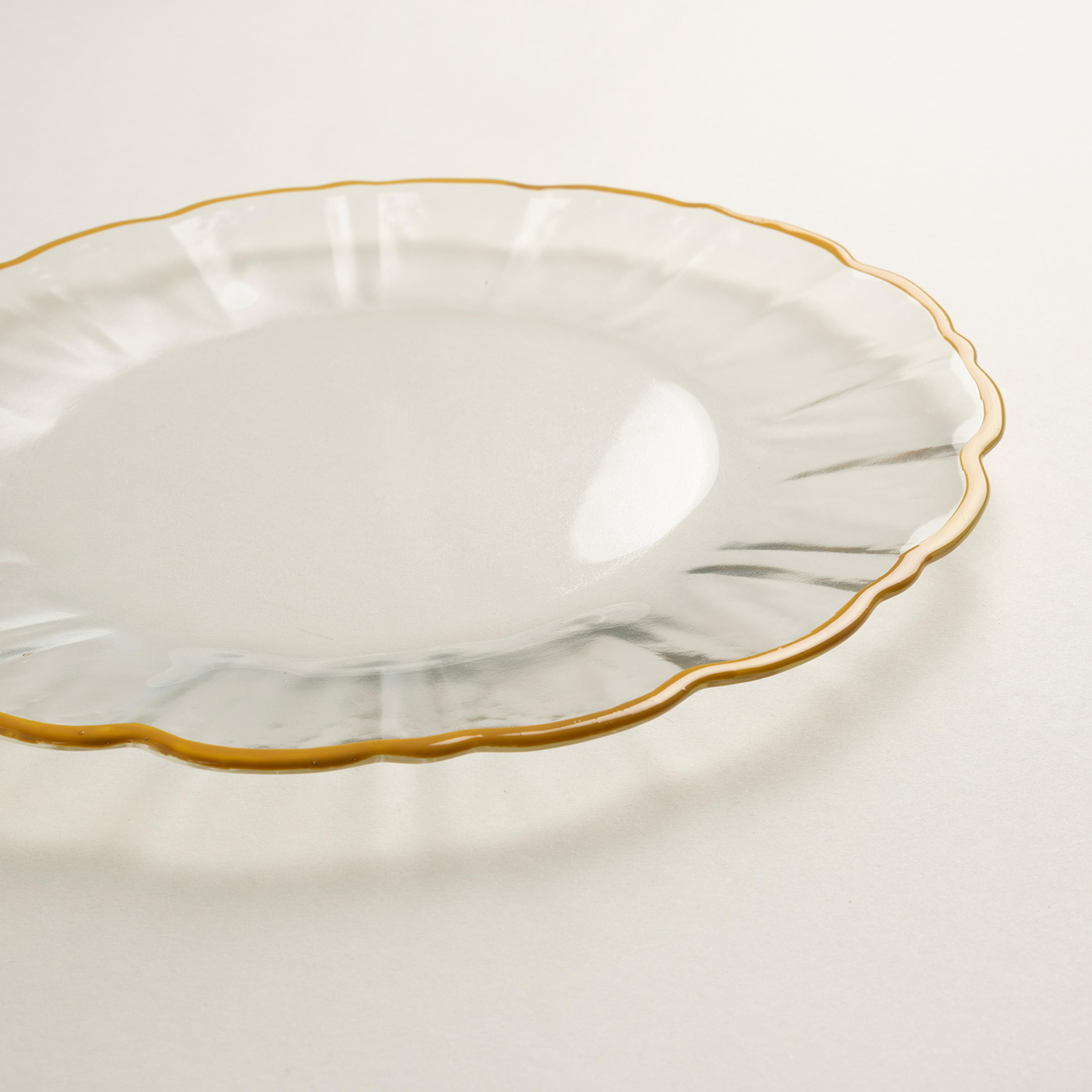 Balat Cam Servis Tabağı 28x28x2,2 Cm Şeffaf - Sarı