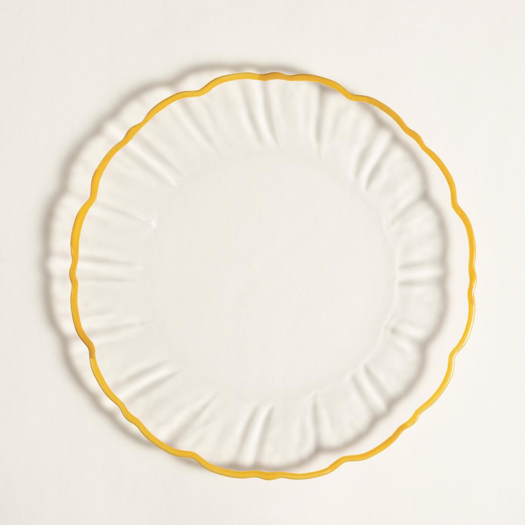 Balat Cam Servis Tabağı 28x28x2,2 Cm Şeffaf - Sarı