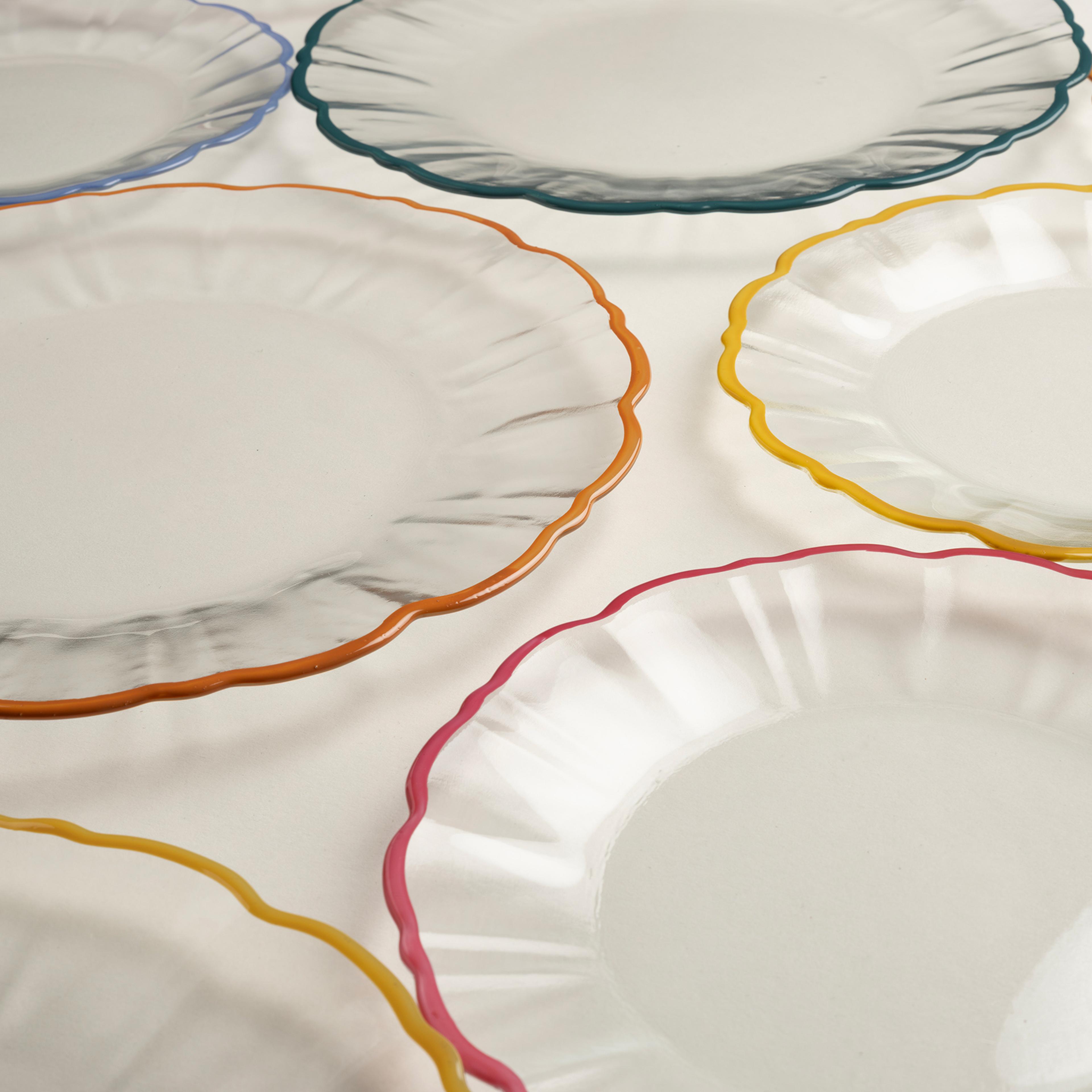 Balat Cam Servis Tabağı 28x28x2,2 Cm Şeffaf - Turuncu