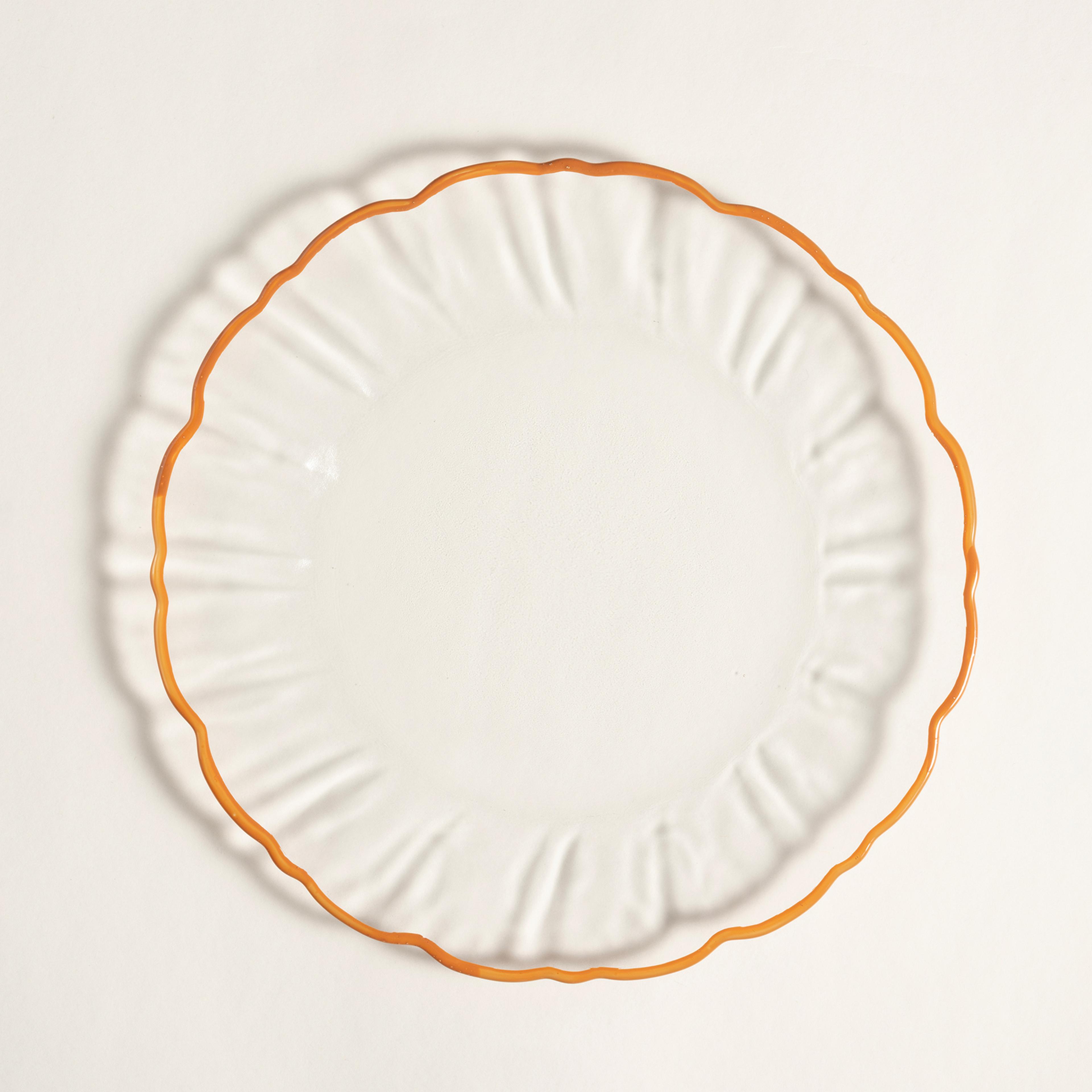 Balat Cam Servis Tabağı 28x28x2,2 Cm Şeffaf - Turuncu