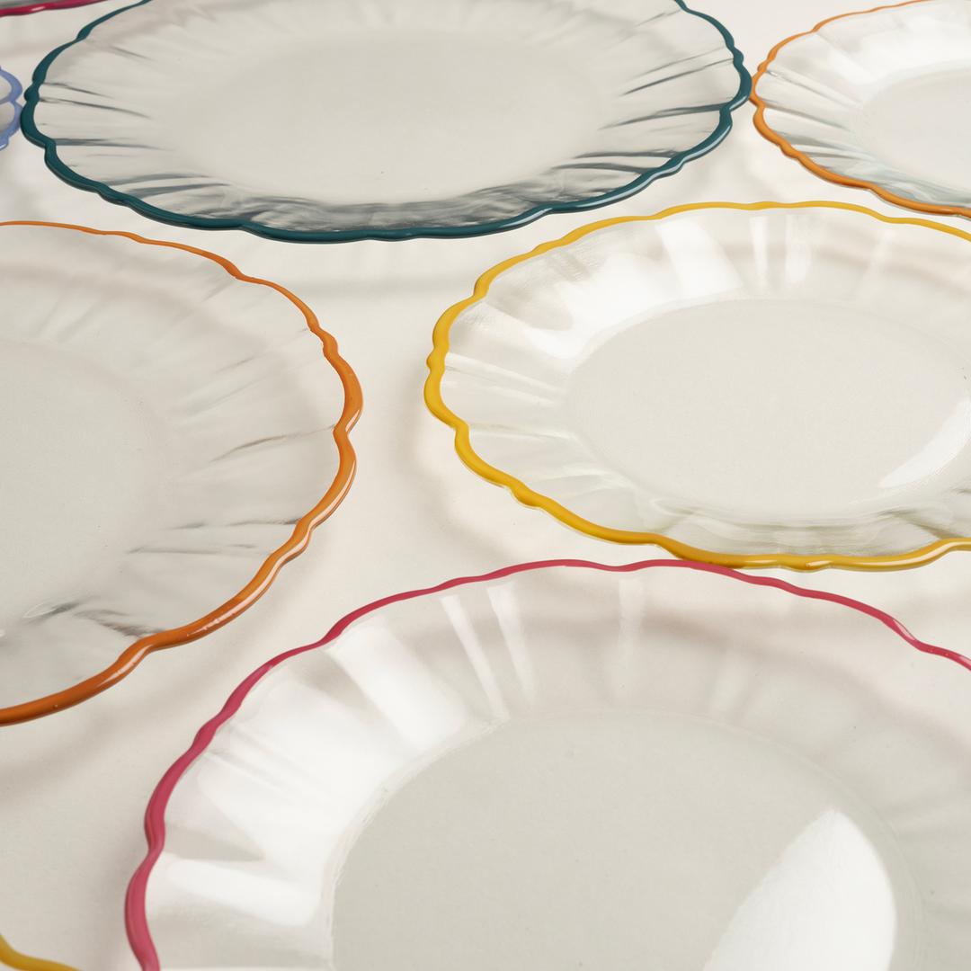 Balat Cam Pasta Tabağı 21x21x2 Cm Şeffaf - Yeşil