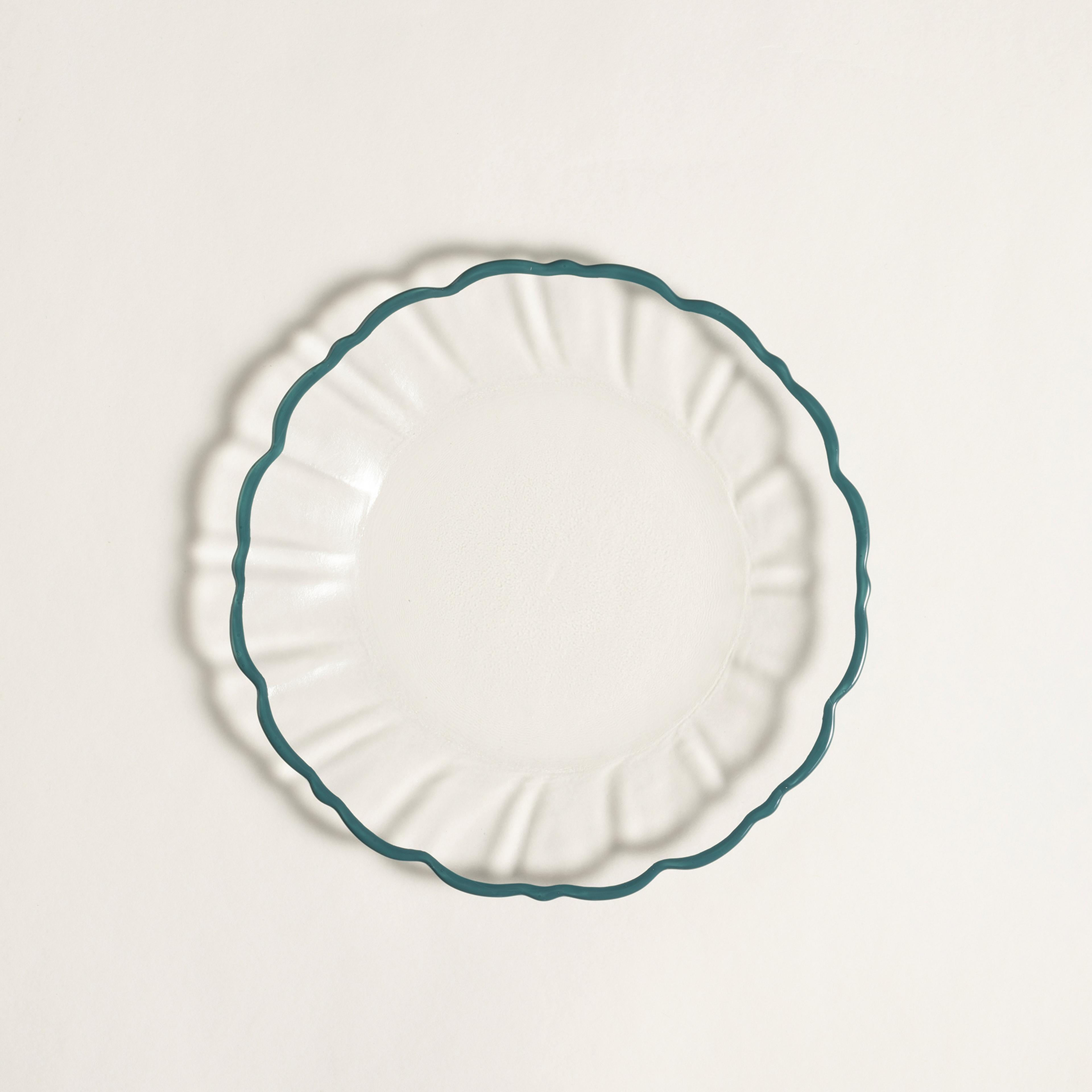 Balat Cam Pasta Tabağı 21x21x2 Cm Şeffaf - Yeşil