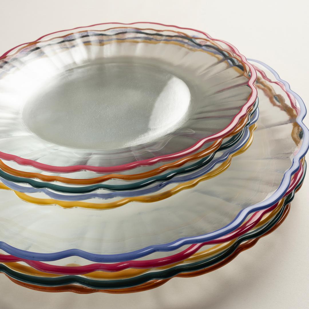 Balat Cam Pasta Tabağı 21x21x2 Cm Şeffaf - Mavi