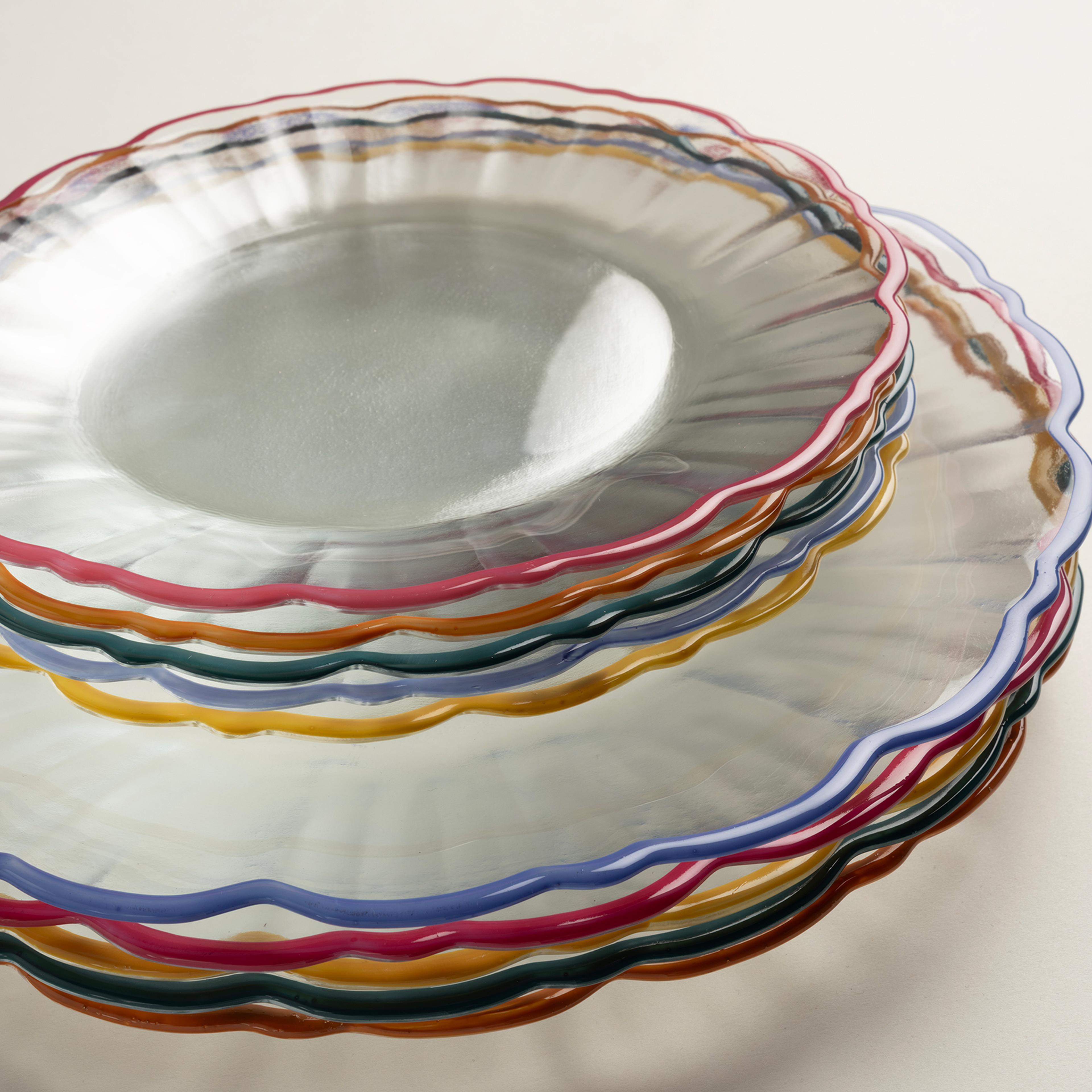 Balat Cam Pasta Tabağı 21x21x2 Cm Şeffaf - Mavi