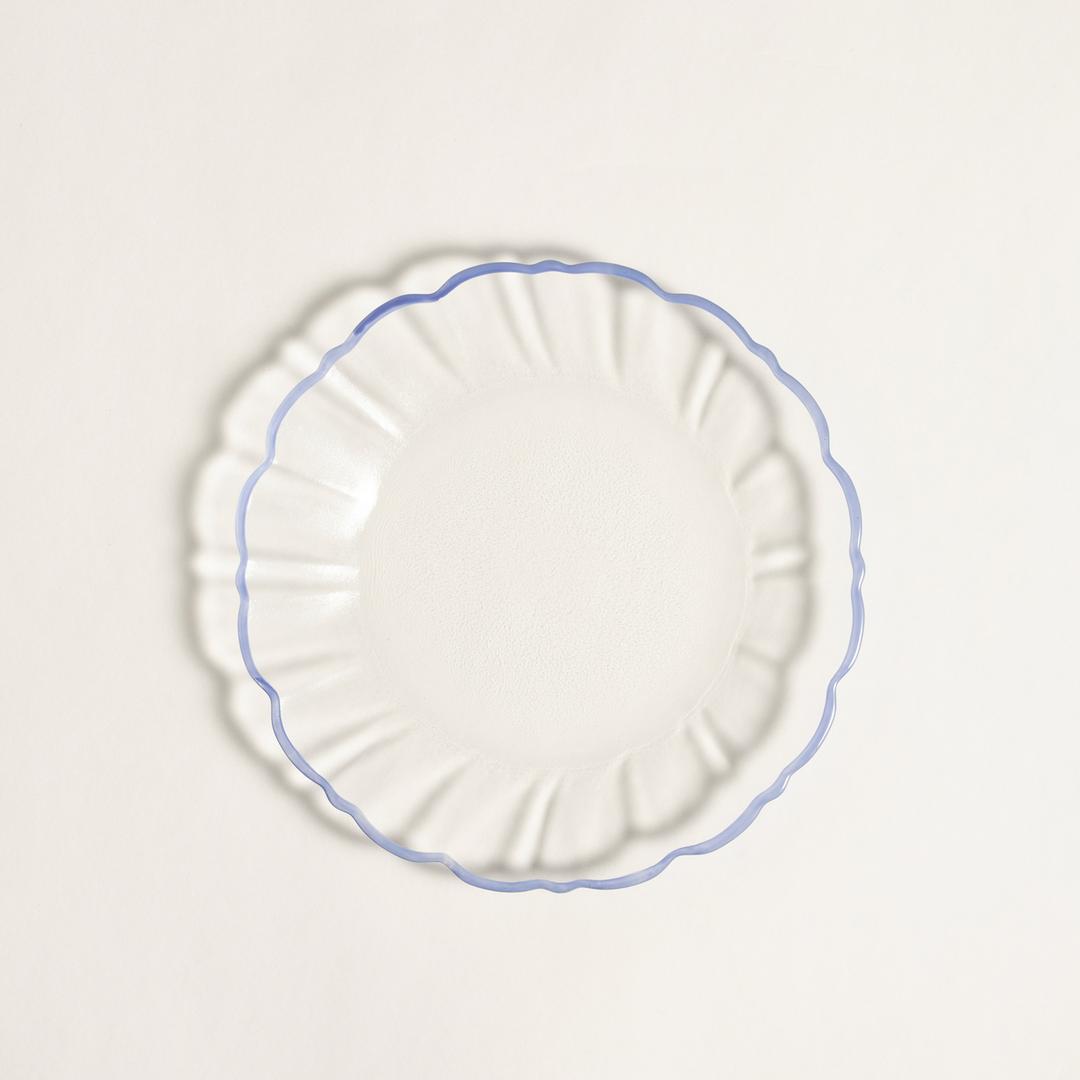 Balat Cam Pasta Tabağı 21x21x2 Cm Şeffaf - Mavi